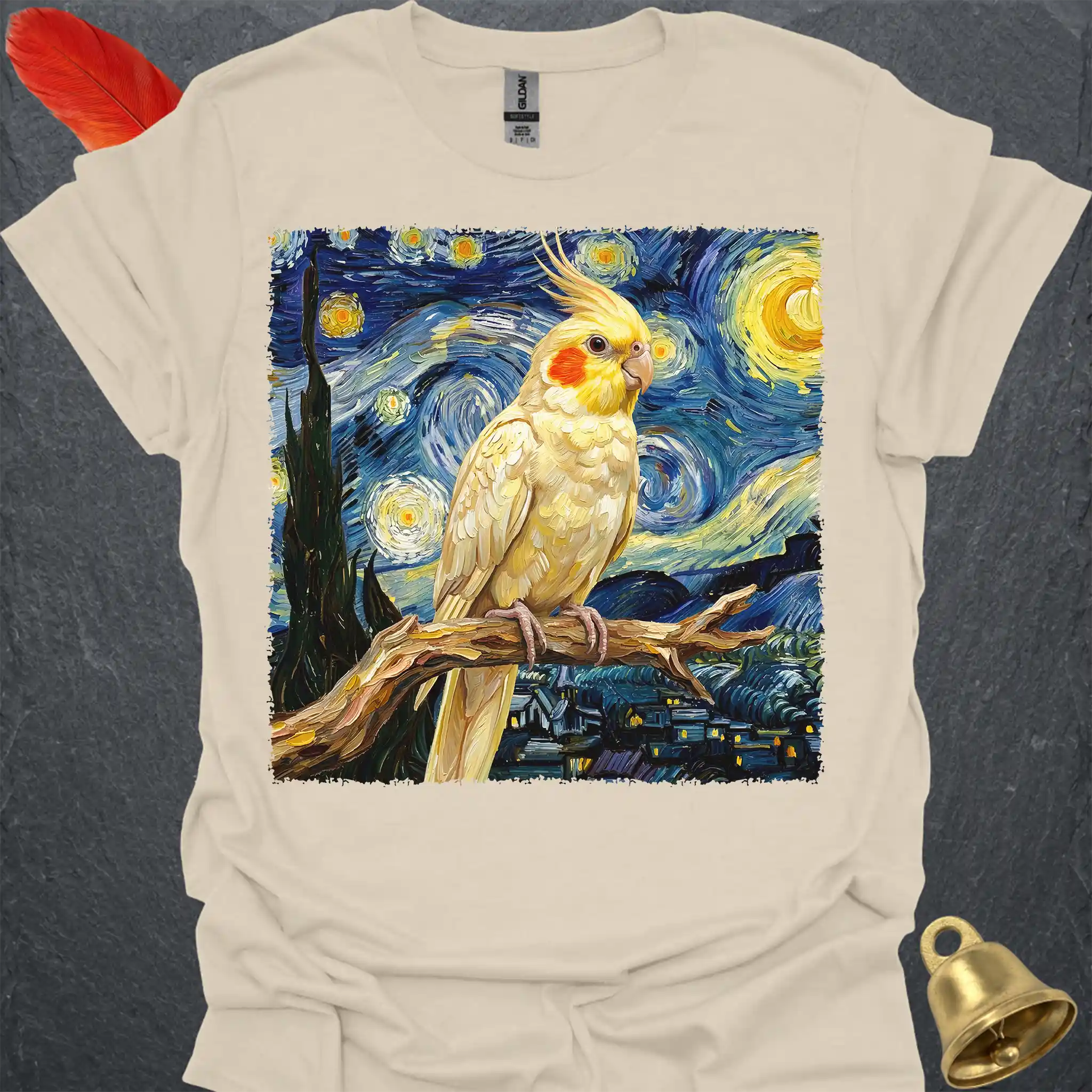 Lutino Cockatiel Starry Night T-Shirt