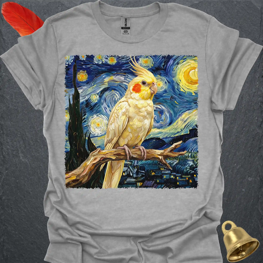 Lutino Cockatiel Starry Night T-Shirt