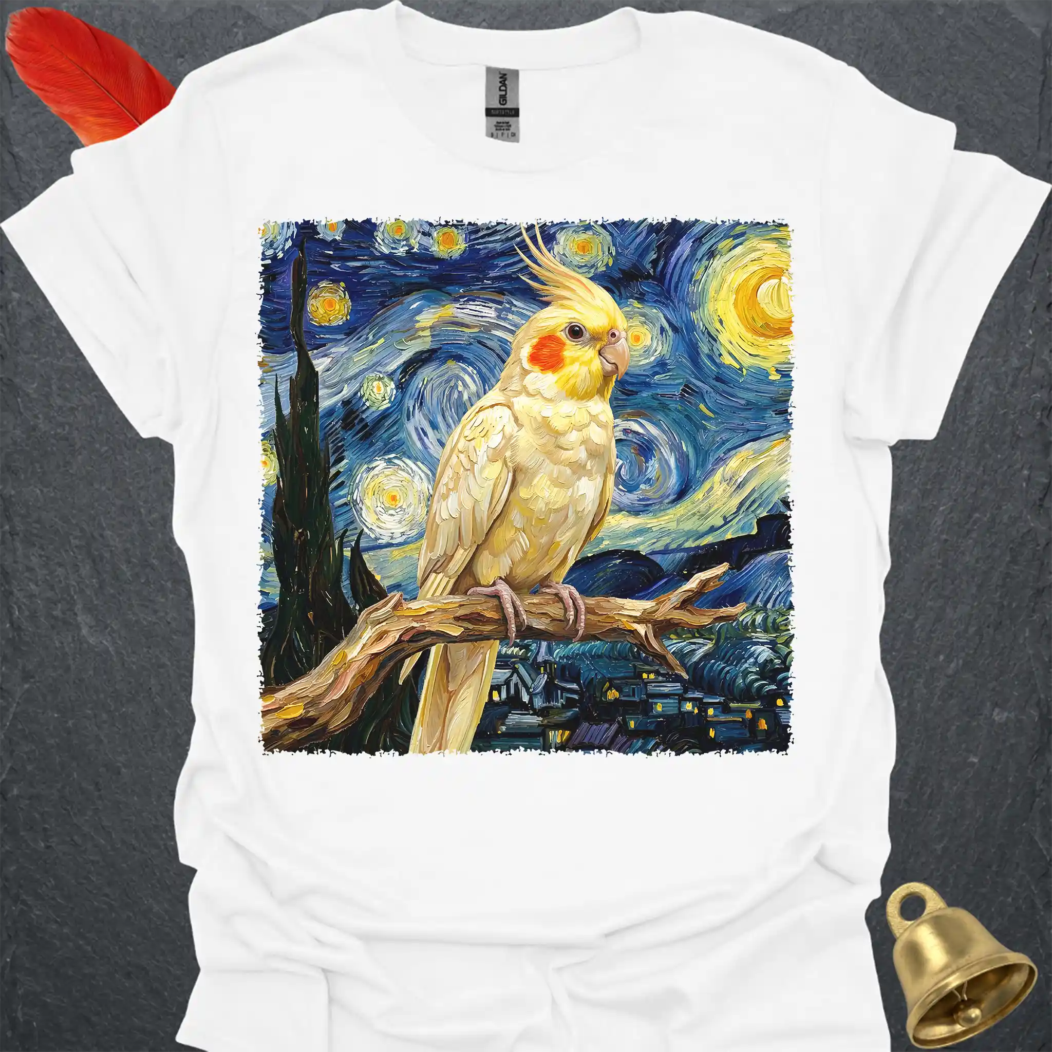 Lutino Cockatiel Starry Night T-Shirt