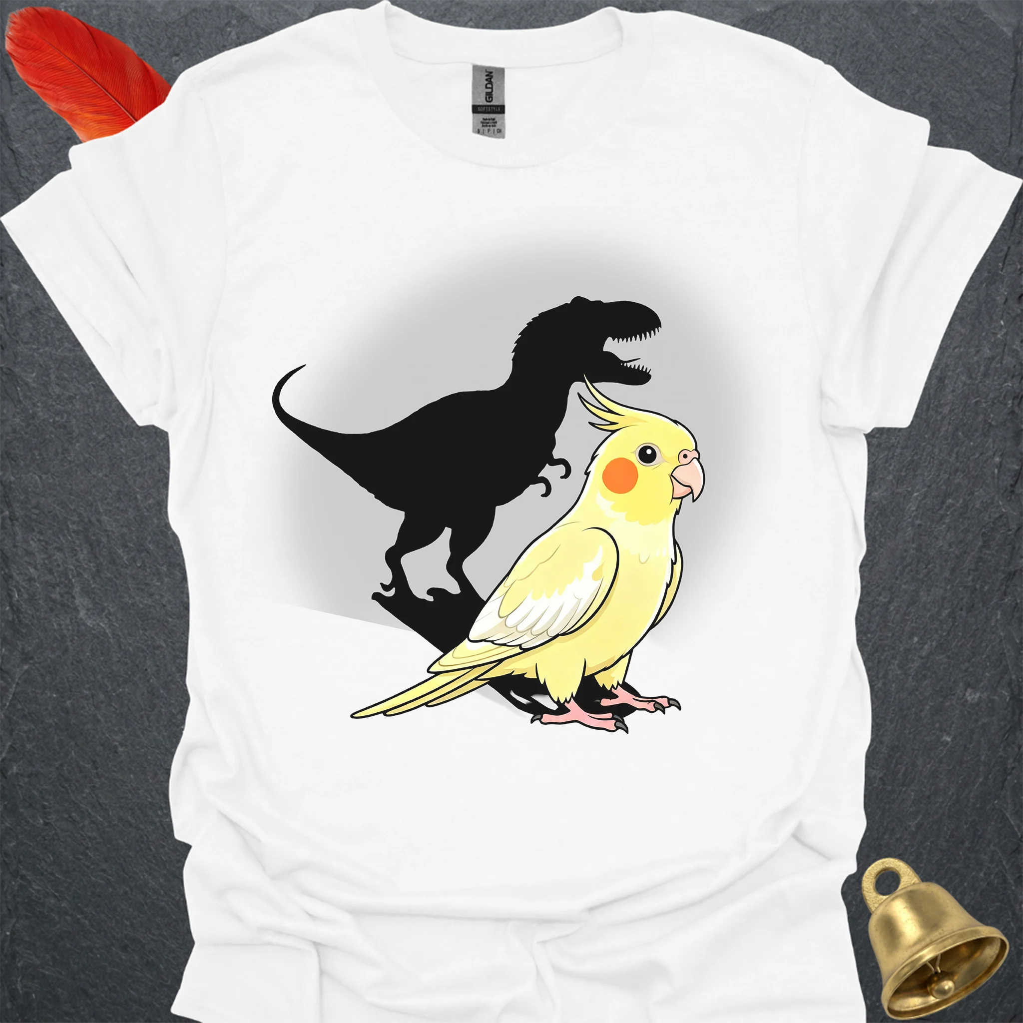 Lutino Cockatiel T-Rex T-Shirt