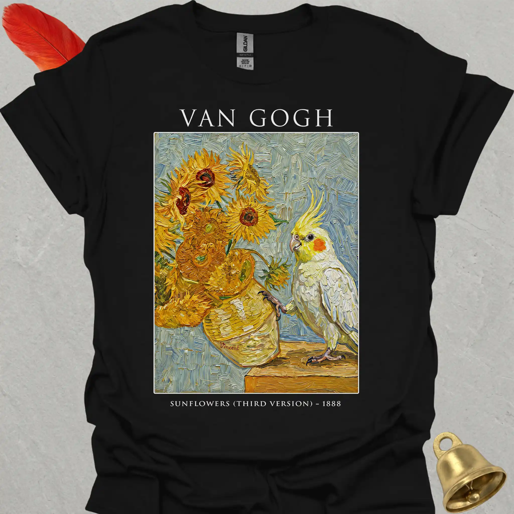 Lutino Cockatiel Van Gogh T-Shirt