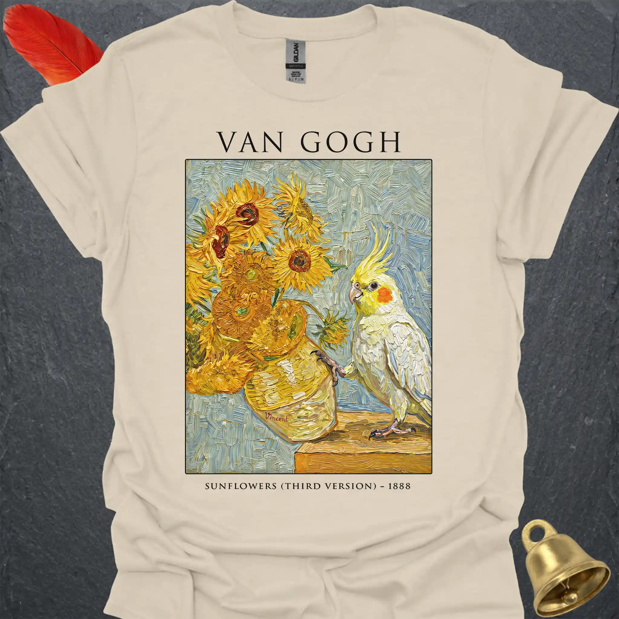 Lutino Cockatiel Van Gogh T-Shirt