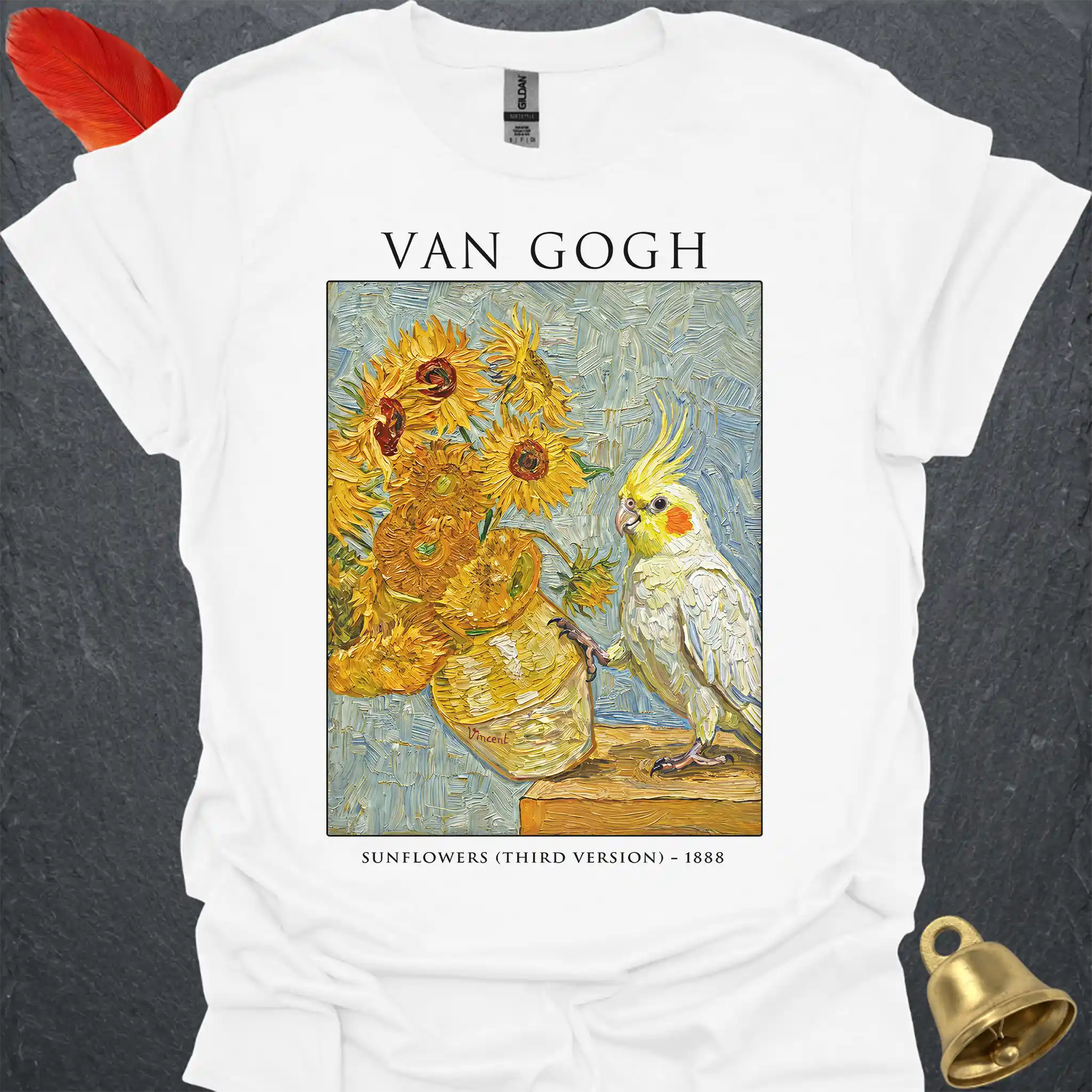 Lutino Cockatiel Van Gogh T-Shirt