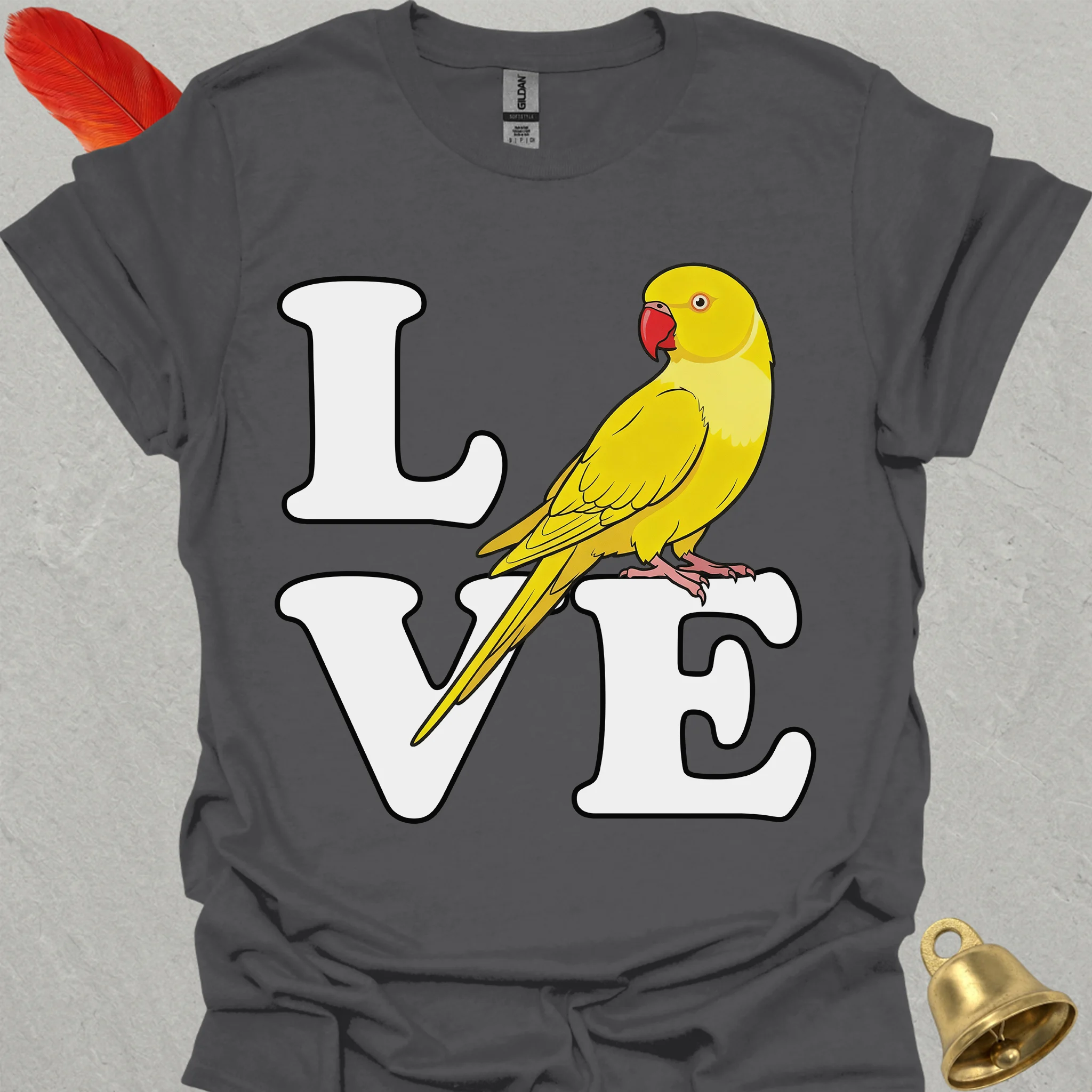 Lutino Indian Ringneck Bird Love T-Shirt