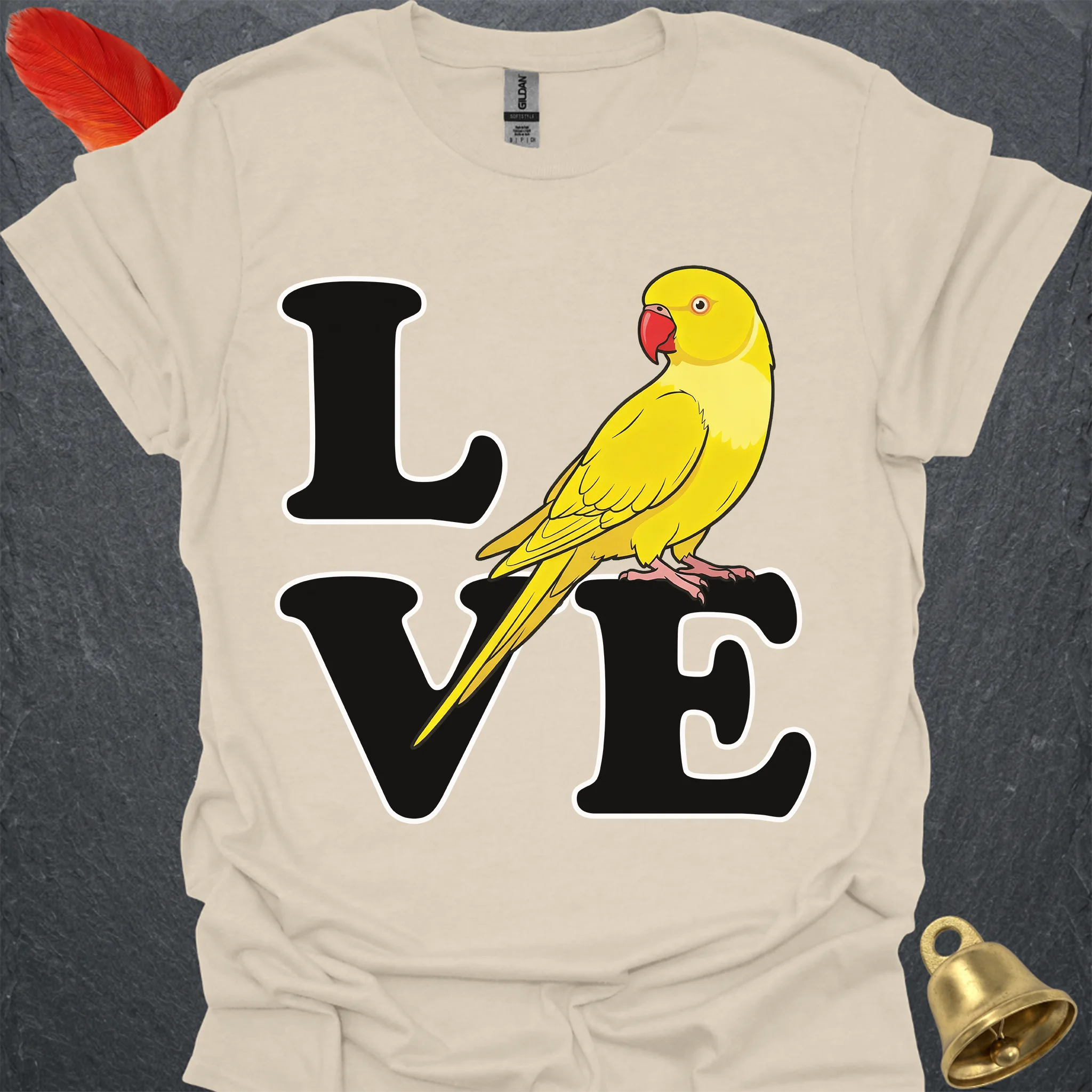 Lutino Indian Ringneck Bird Love T-Shirt