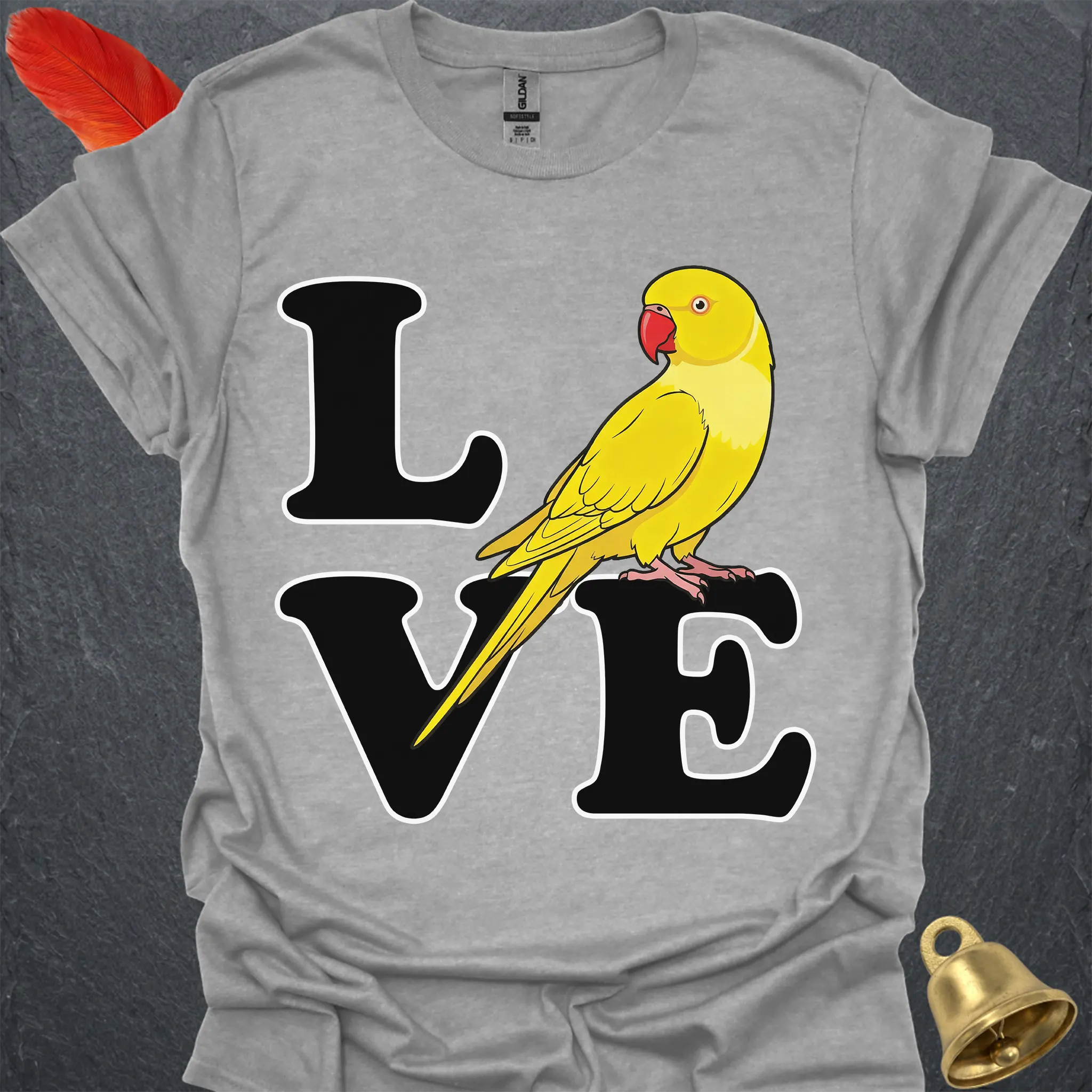 Lutino Indian Ringneck Bird Love T-Shirt