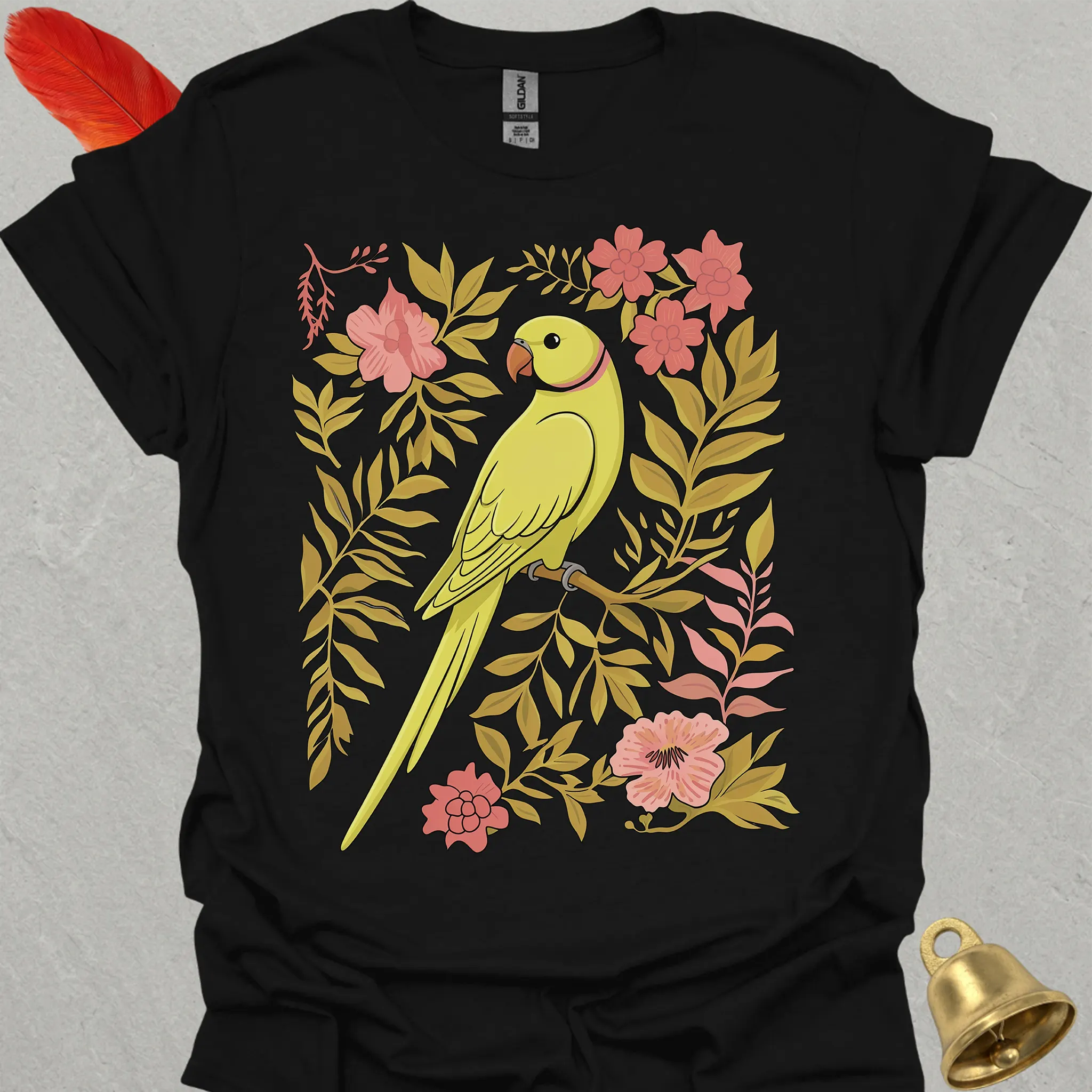 Lutino Indian Ringneck Boho Flower T-Shirt