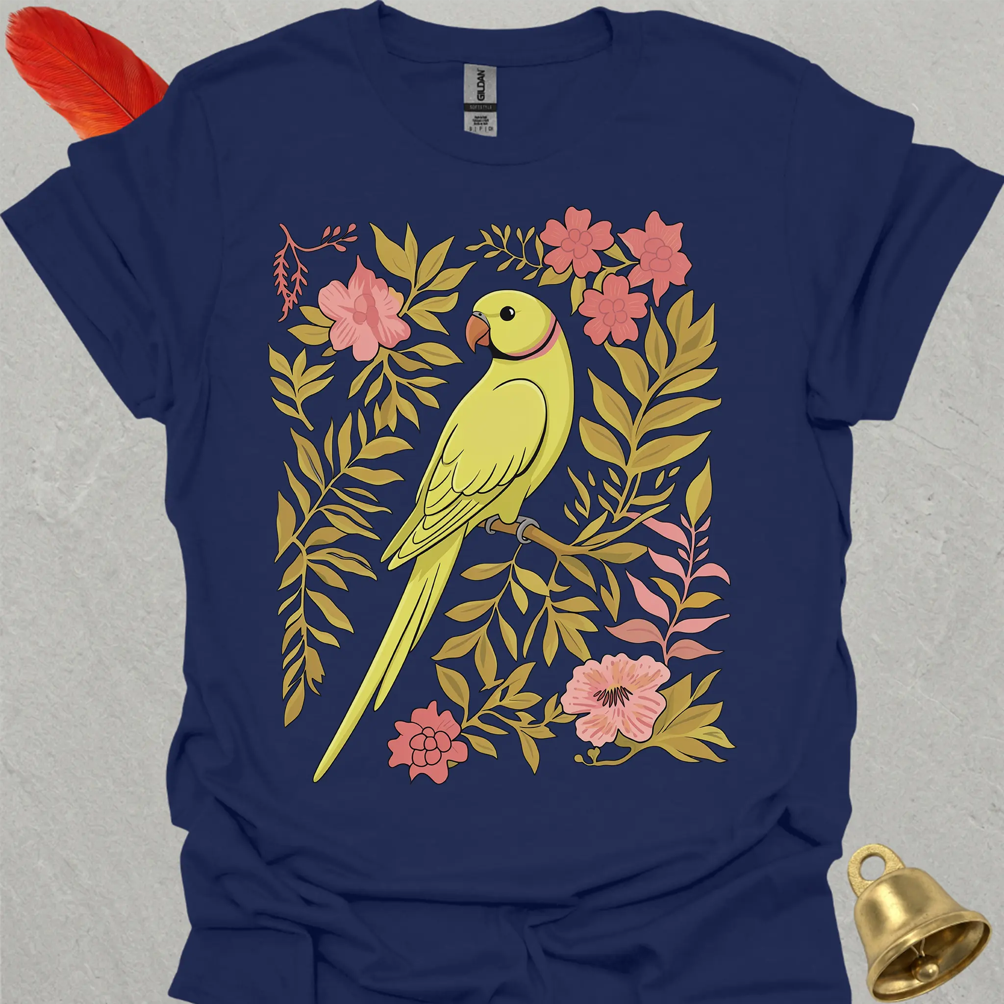 Lutino Indian Ringneck Boho Flower T-Shirt