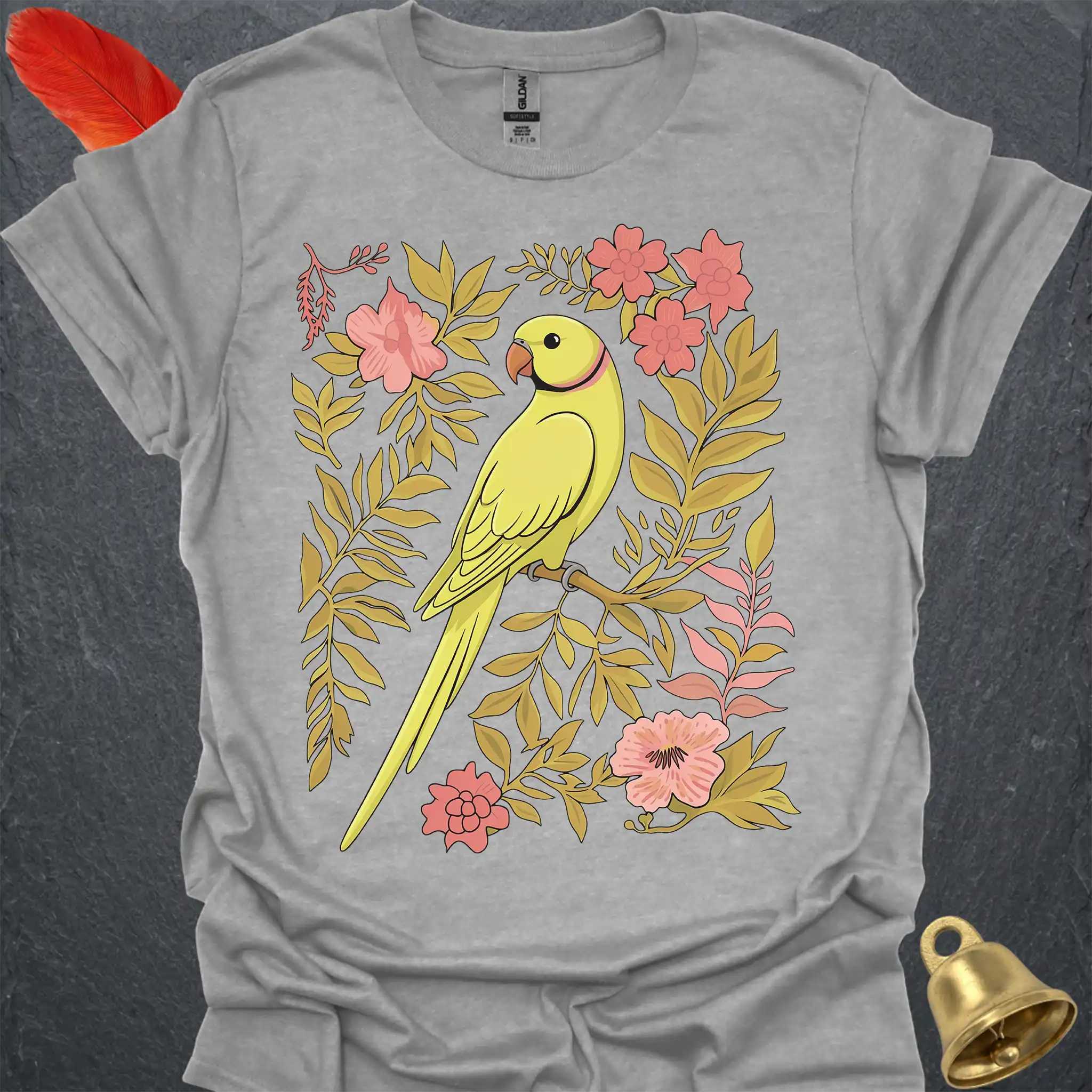 Lutino Indian Ringneck Boho Flower T-Shirt