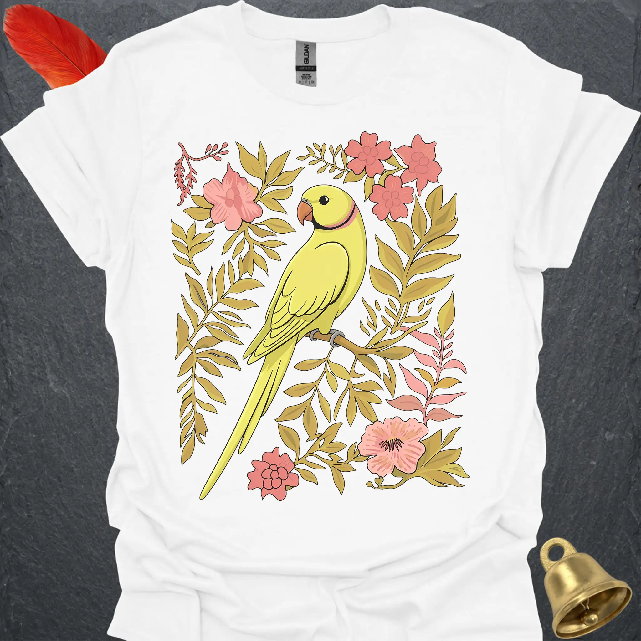 Lutino Indian Ringneck Boho Flower T-Shirt
