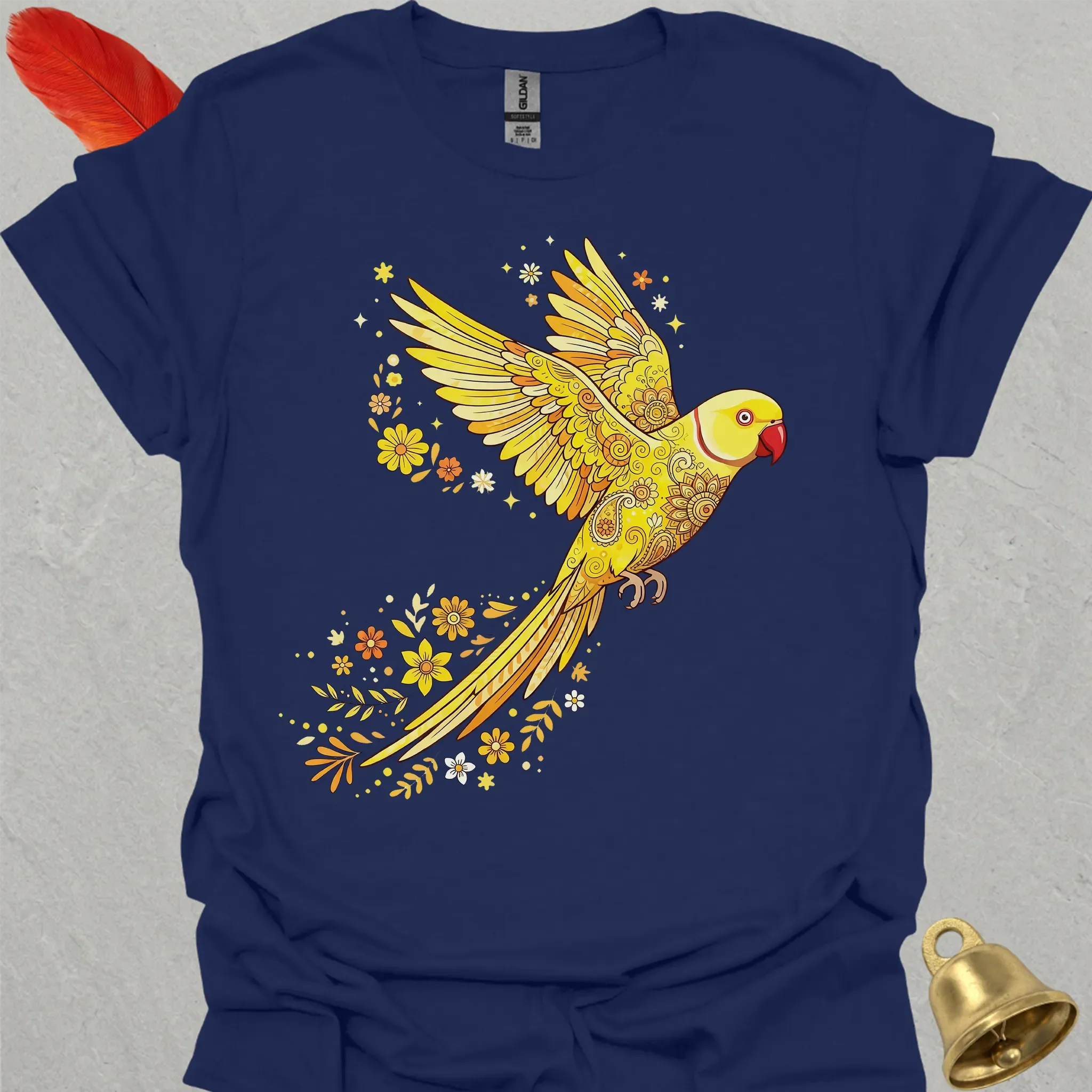 Lutino Indian Ringneck Flying Flower T-Shirt