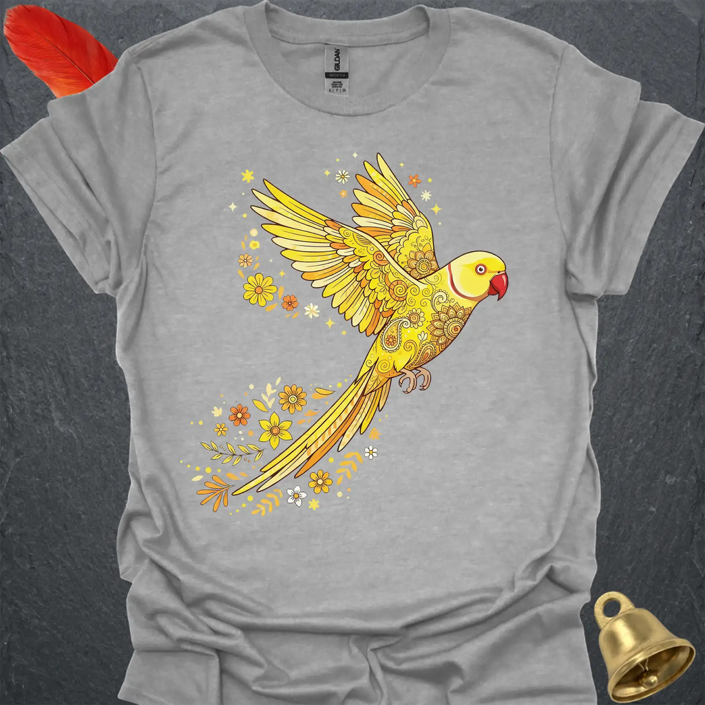 Lutino Indian Ringneck Flying Flower T-Shirt