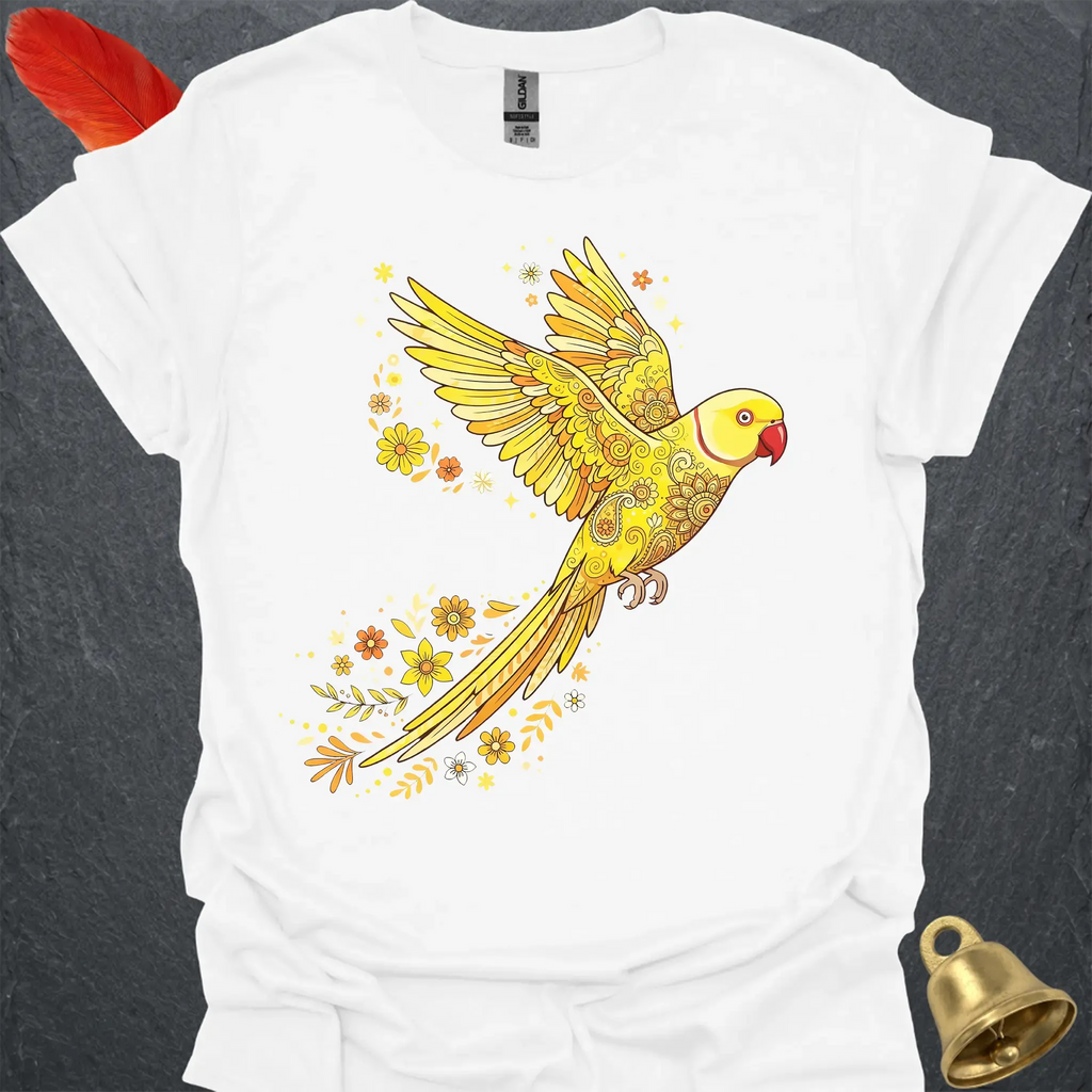 Lutino Indian Ringneck Flying Flower T-Shirt