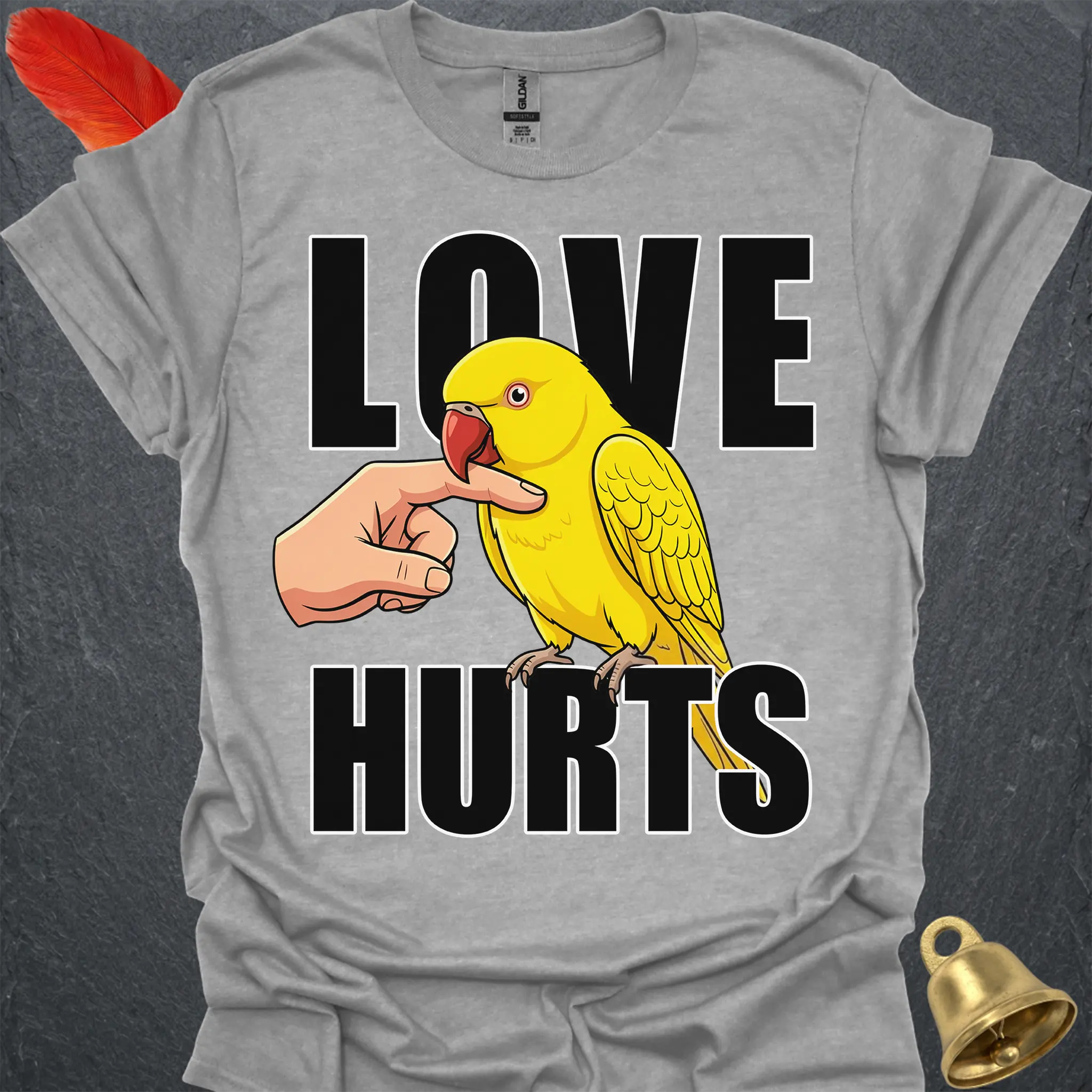 Lutino Indian Ringneck Love Hurts T-Shirt