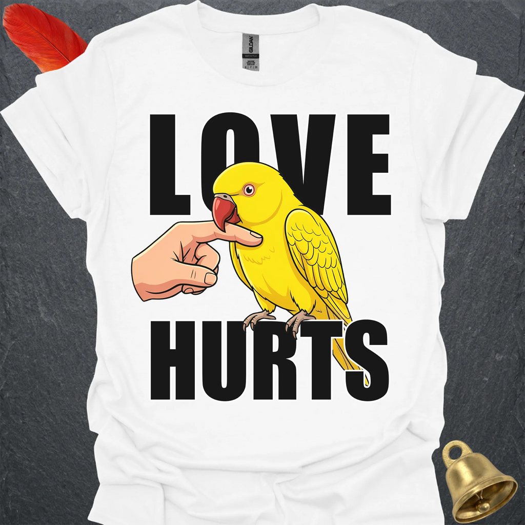 Lutino Indian Ringneck Love Hurts T-Shirt
