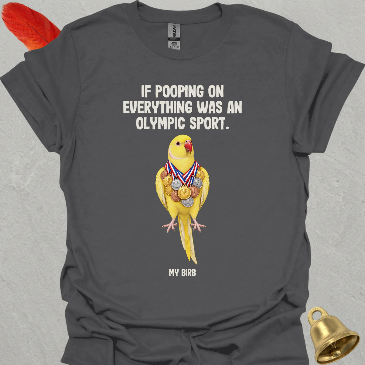 Lutino Indian Ringneck Olympic Pooper T-Shirt