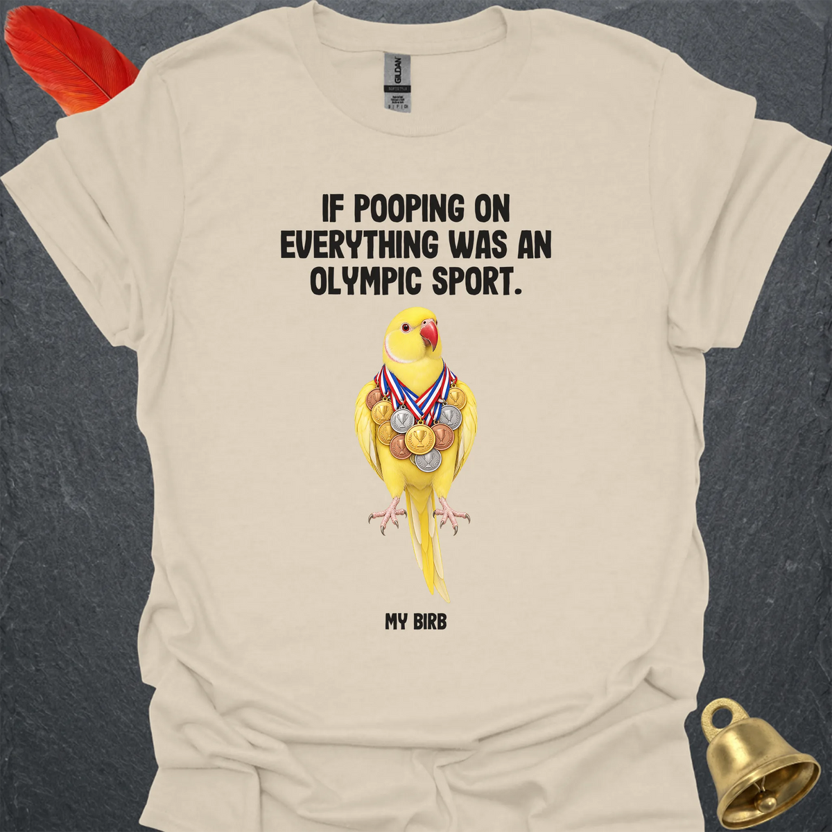 Lutino Indian Ringneck Olympic Pooper T-Shirt