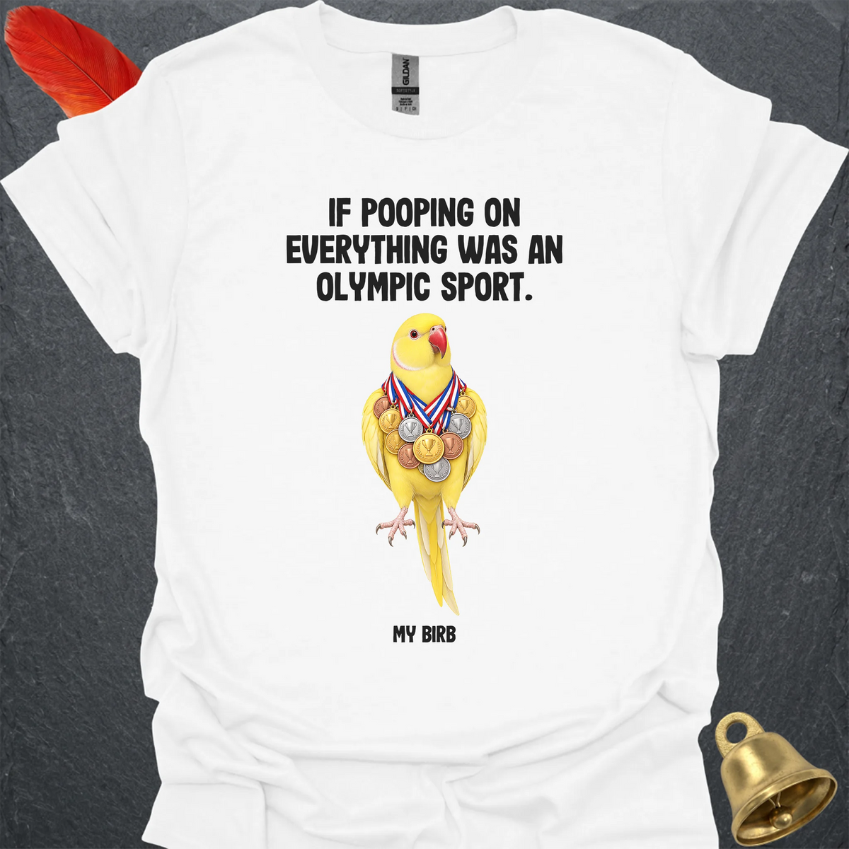 Lutino Indian Ringneck Olympic Pooper T-Shirt