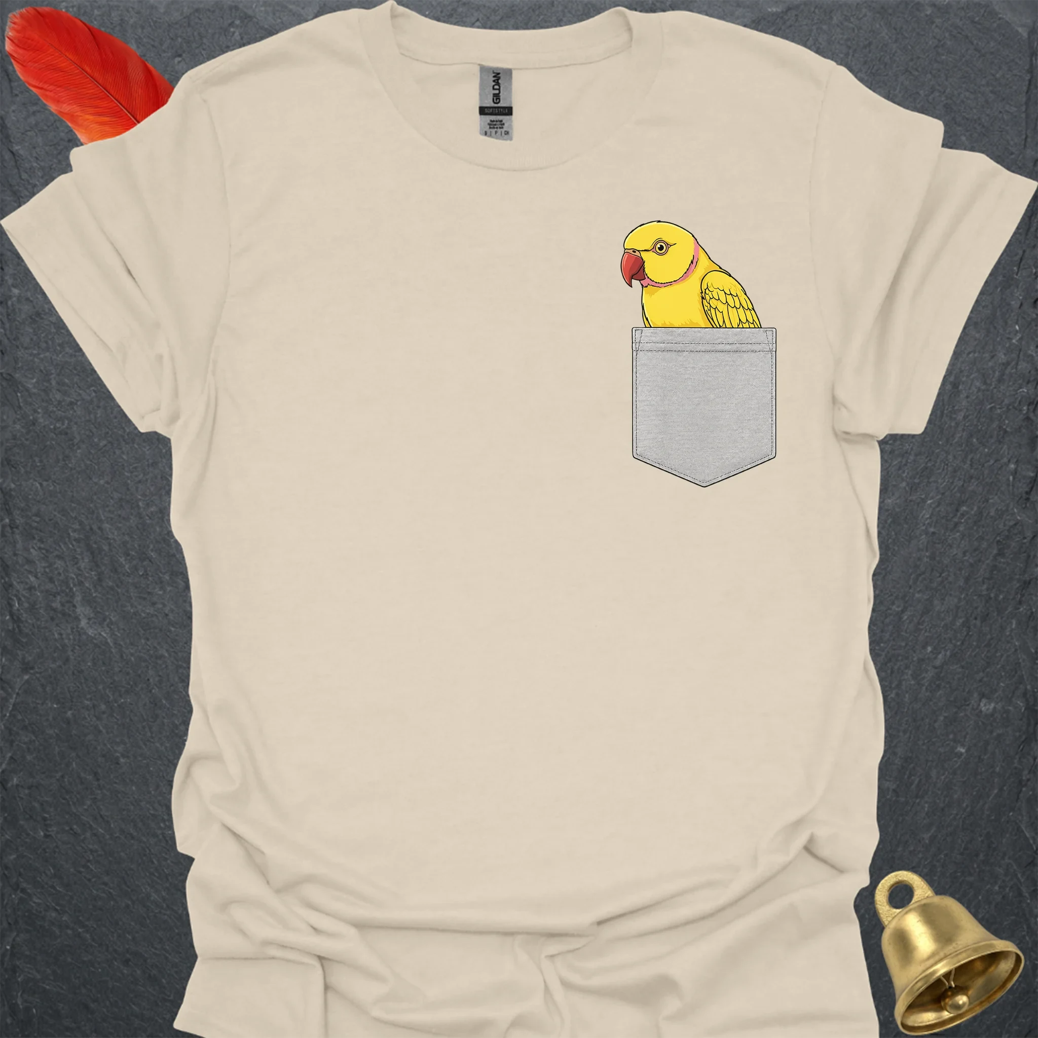 Lutino Indian Ringneck Pocket T-Shirt