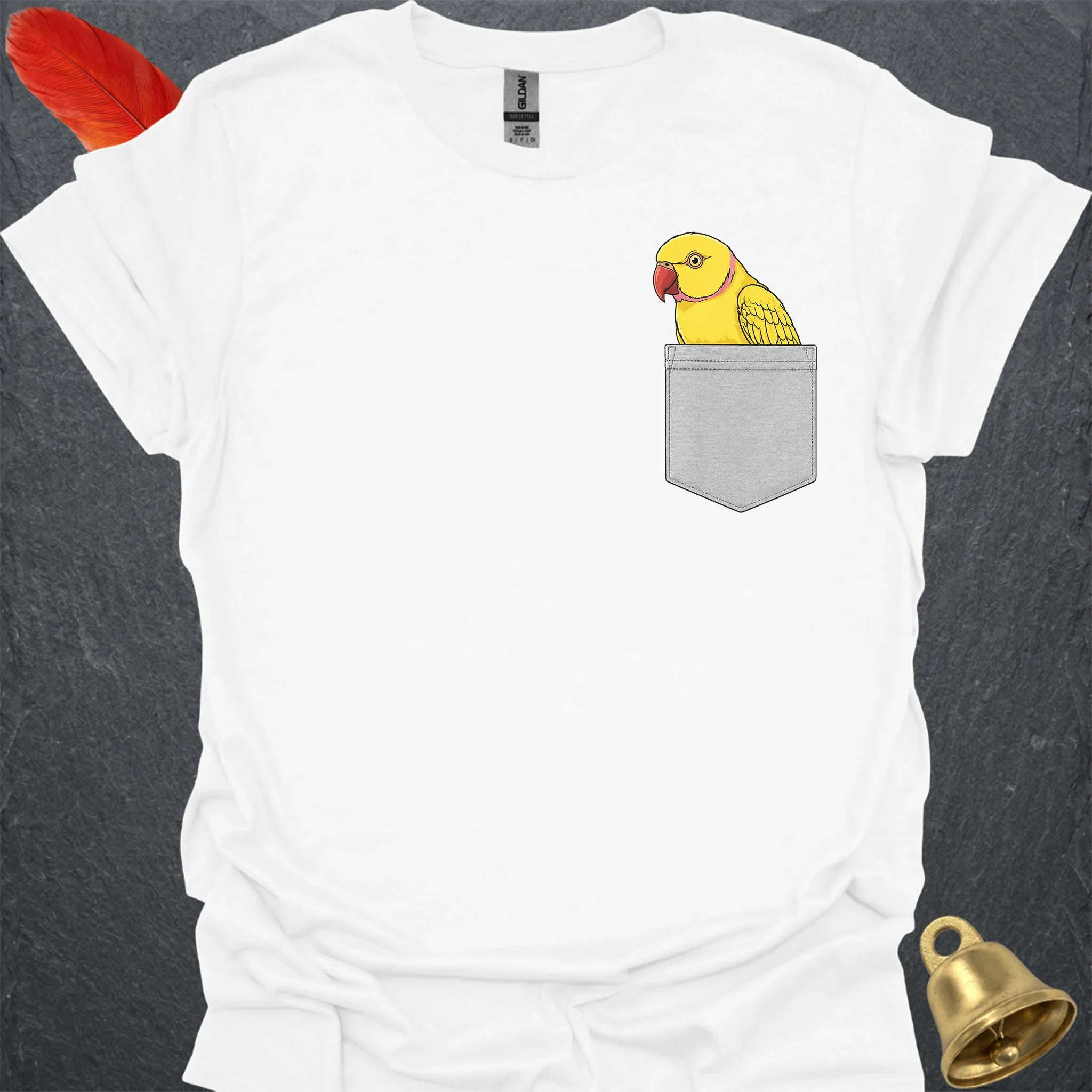 Lutino Indian Ringneck Pocket T-Shirt