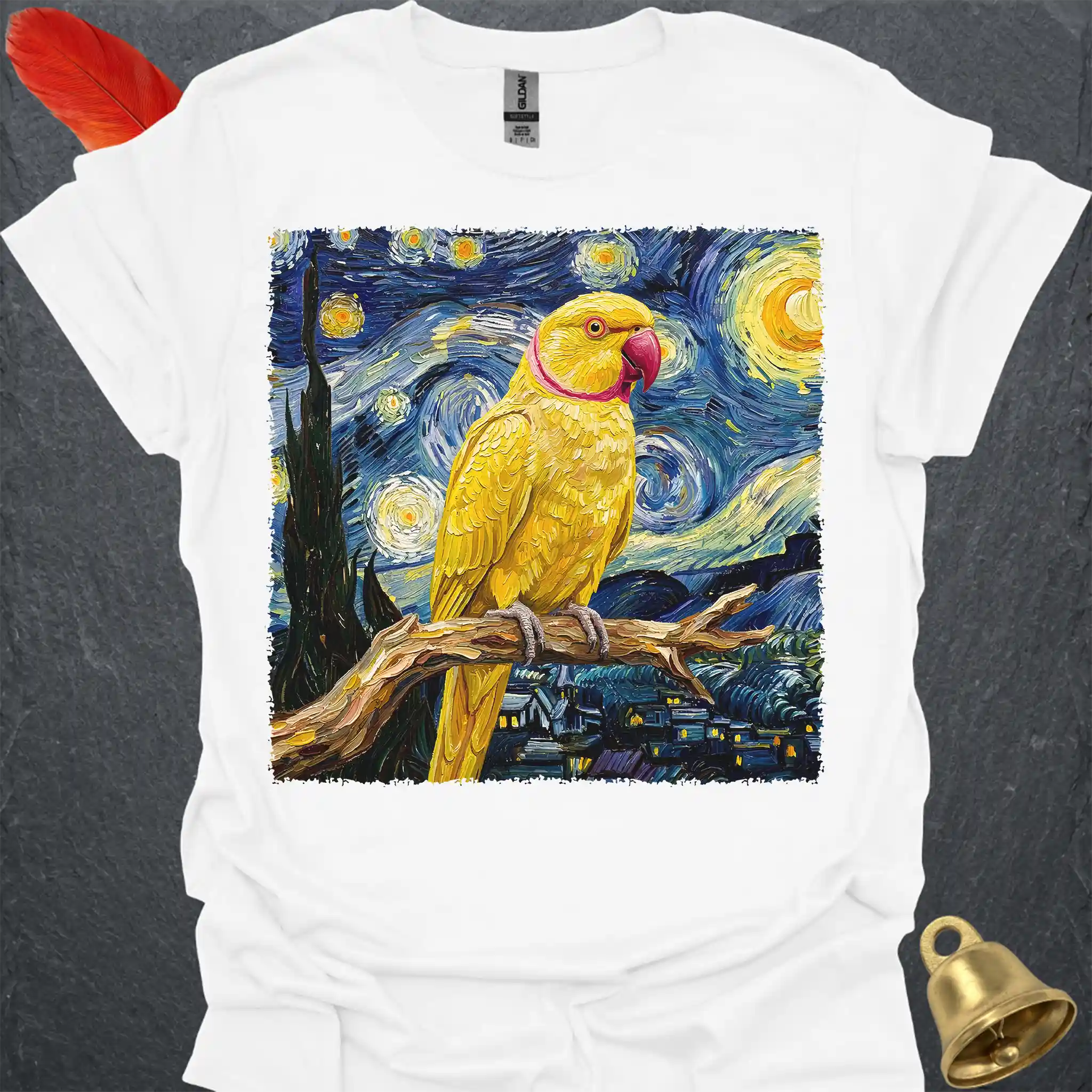 Lutino Indian Ringneck Starry Night T-Shirt