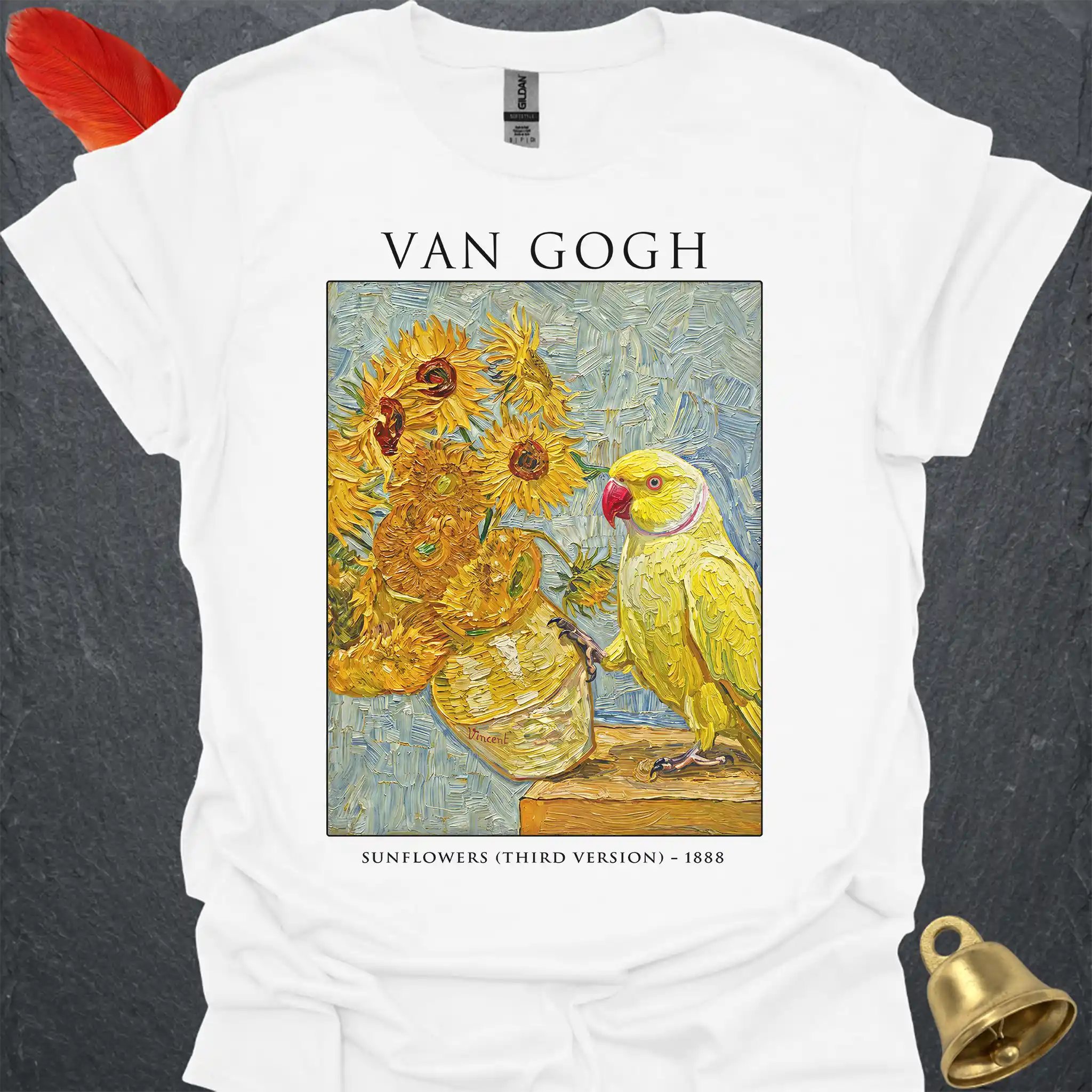 Lutino Indian Ringneck Van Gogh T-Shirt