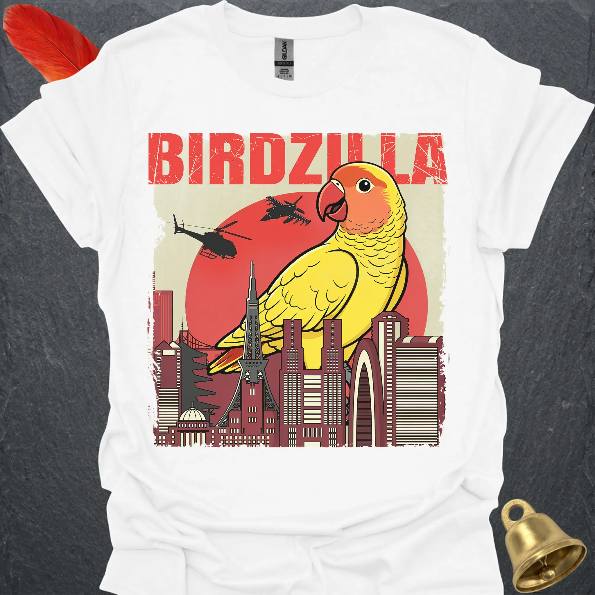 Lutino Lovebird Birdzilla T-Shirt
