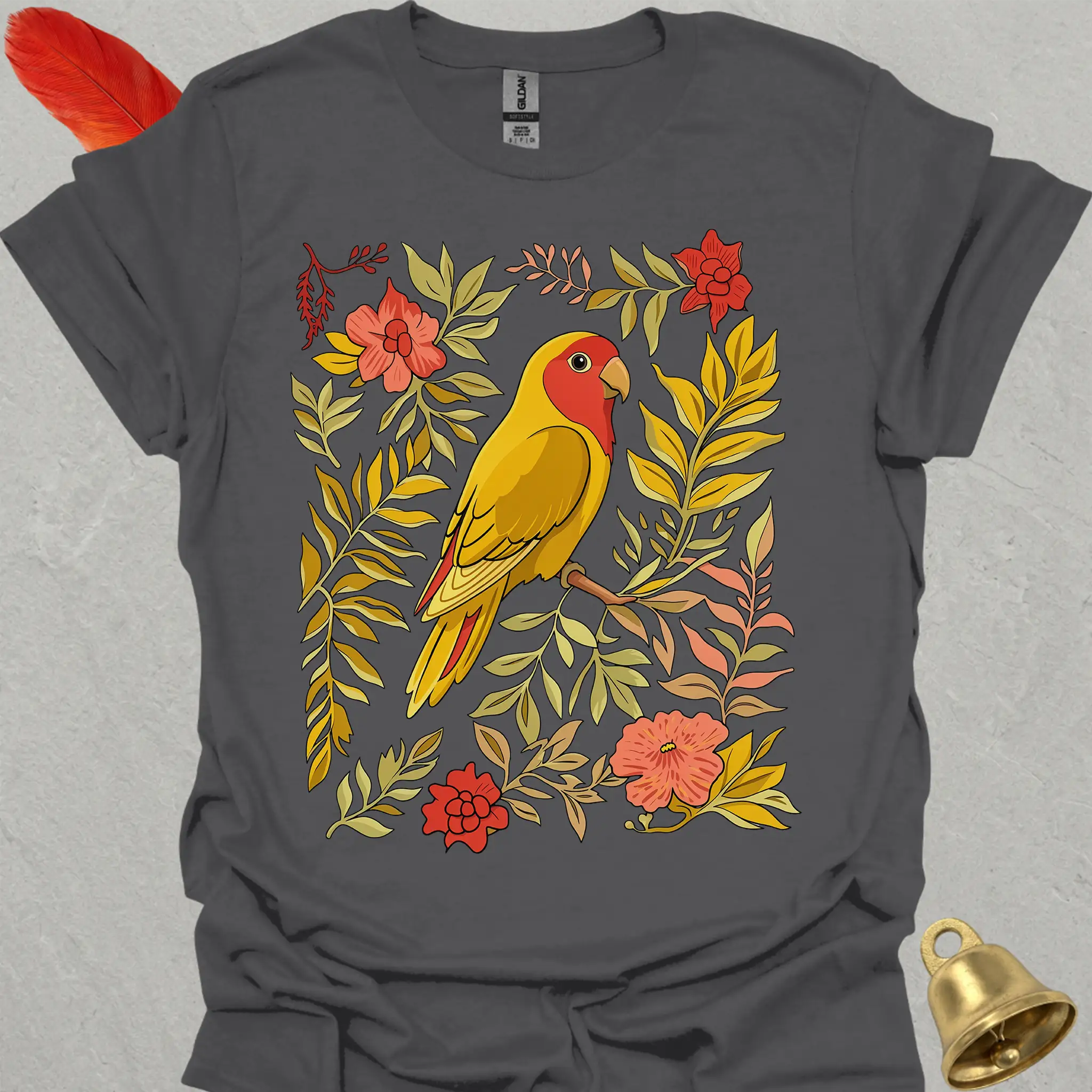 Lutino Lovebird Boho Flower T-Shirt