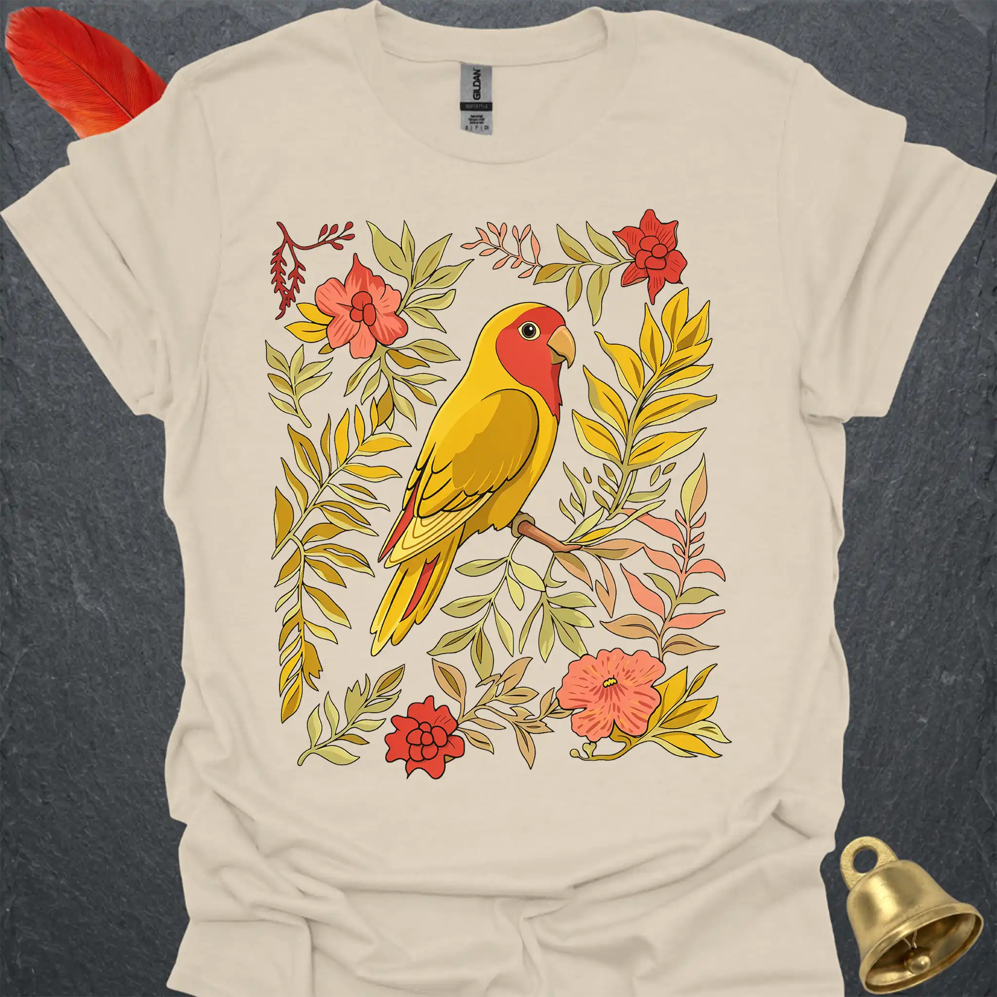 Lutino Lovebird Boho Flower T-Shirt