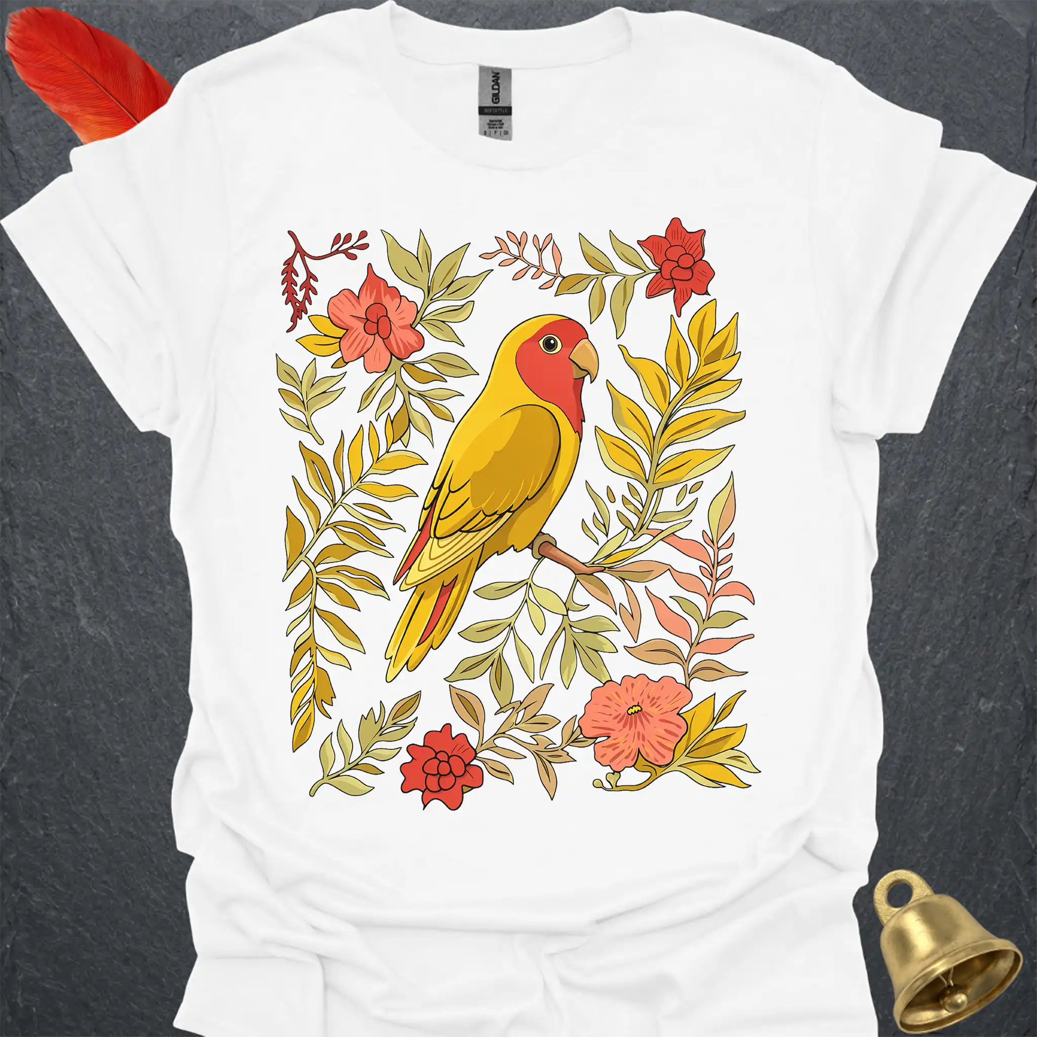 Lutino Lovebird Boho Flower T-Shirt