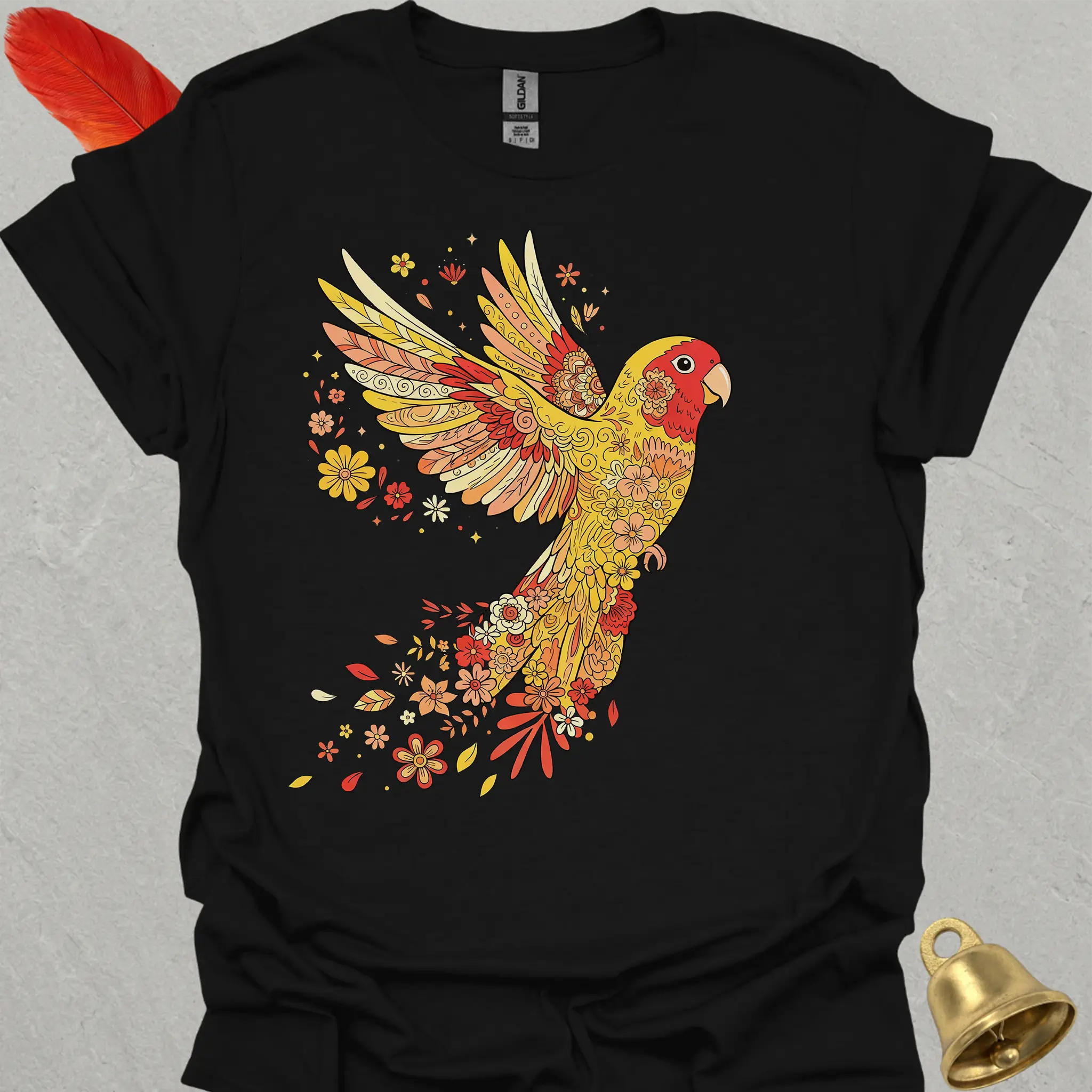 Lutino Lovebird Flying Flower T-Shirt