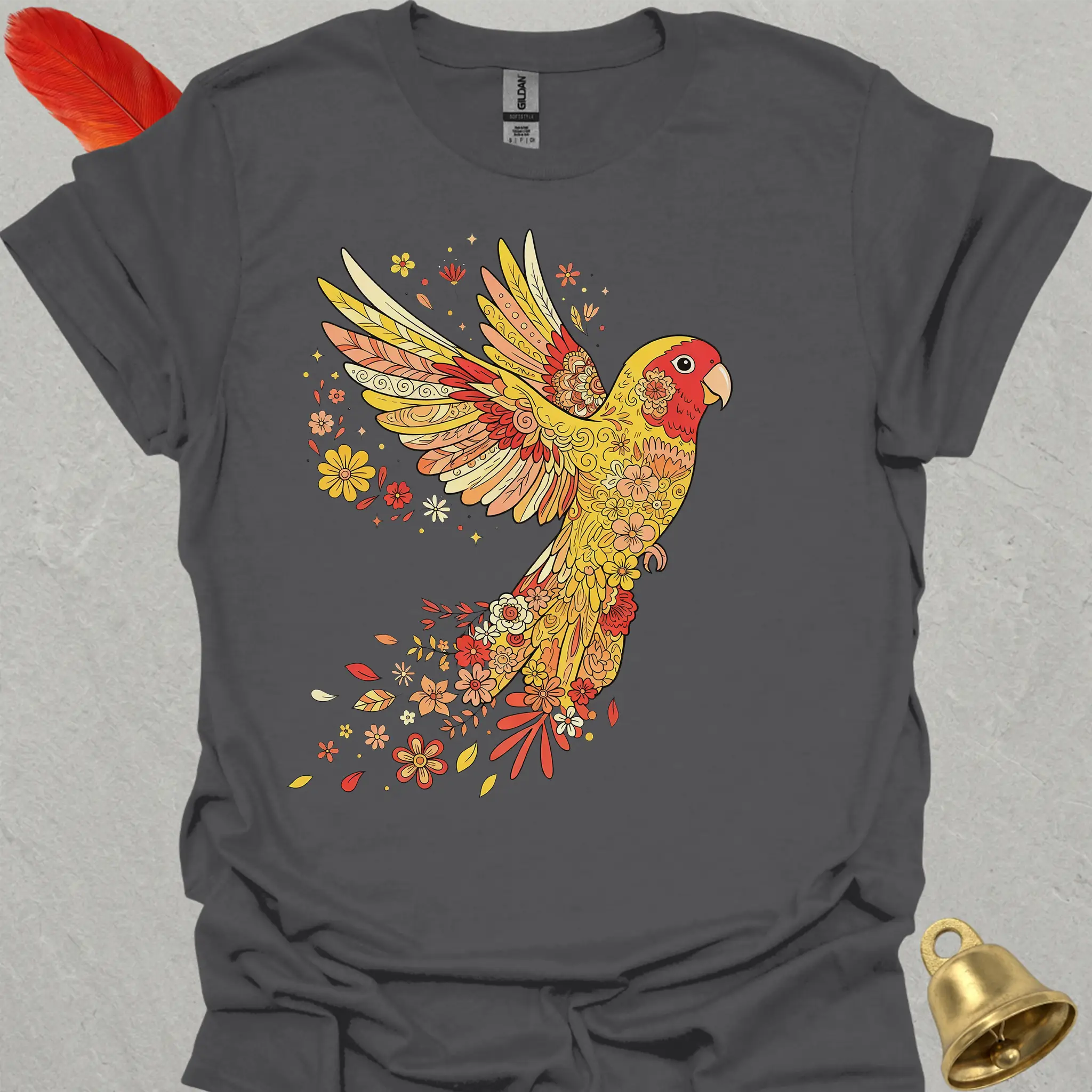 Lutino Lovebird Flying Flower T-Shirt