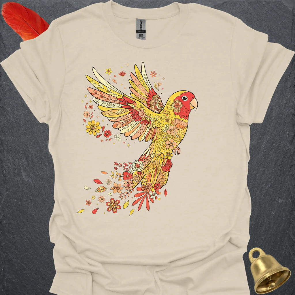 Lutino Lovebird Flying Flower T-Shirt