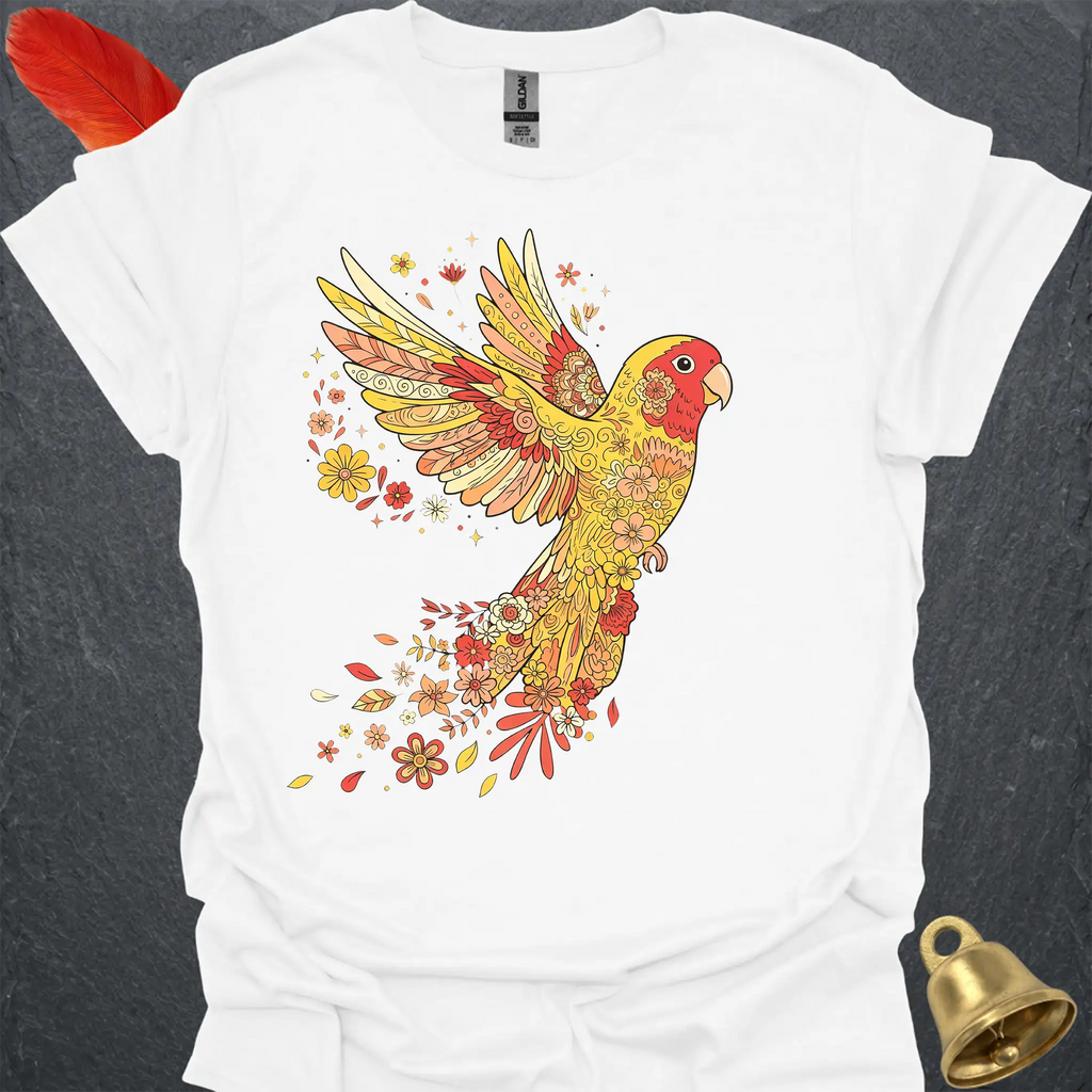 Lutino Lovebird Flying Flower T-Shirt