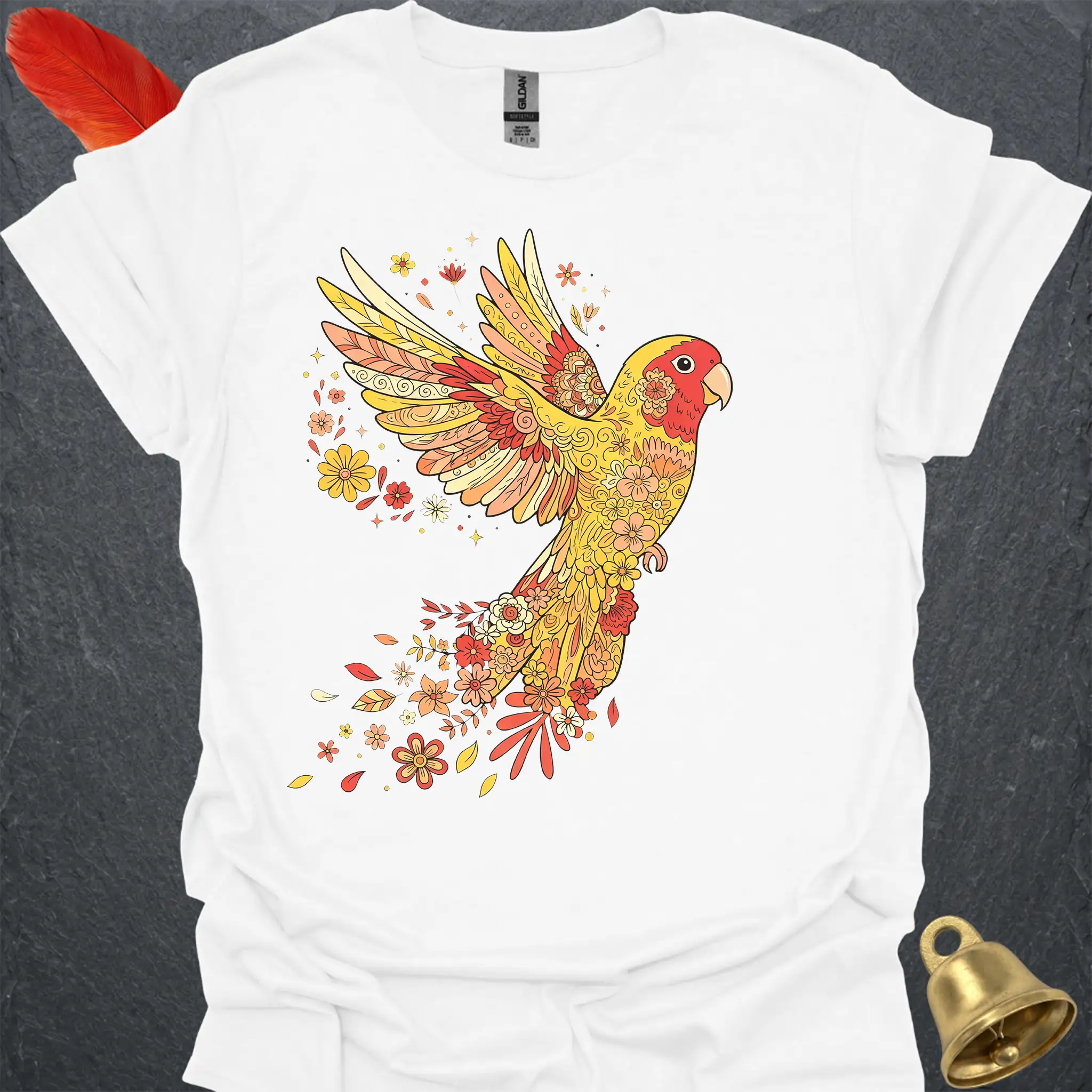 Lutino Lovebird Flying Flower T-Shirt