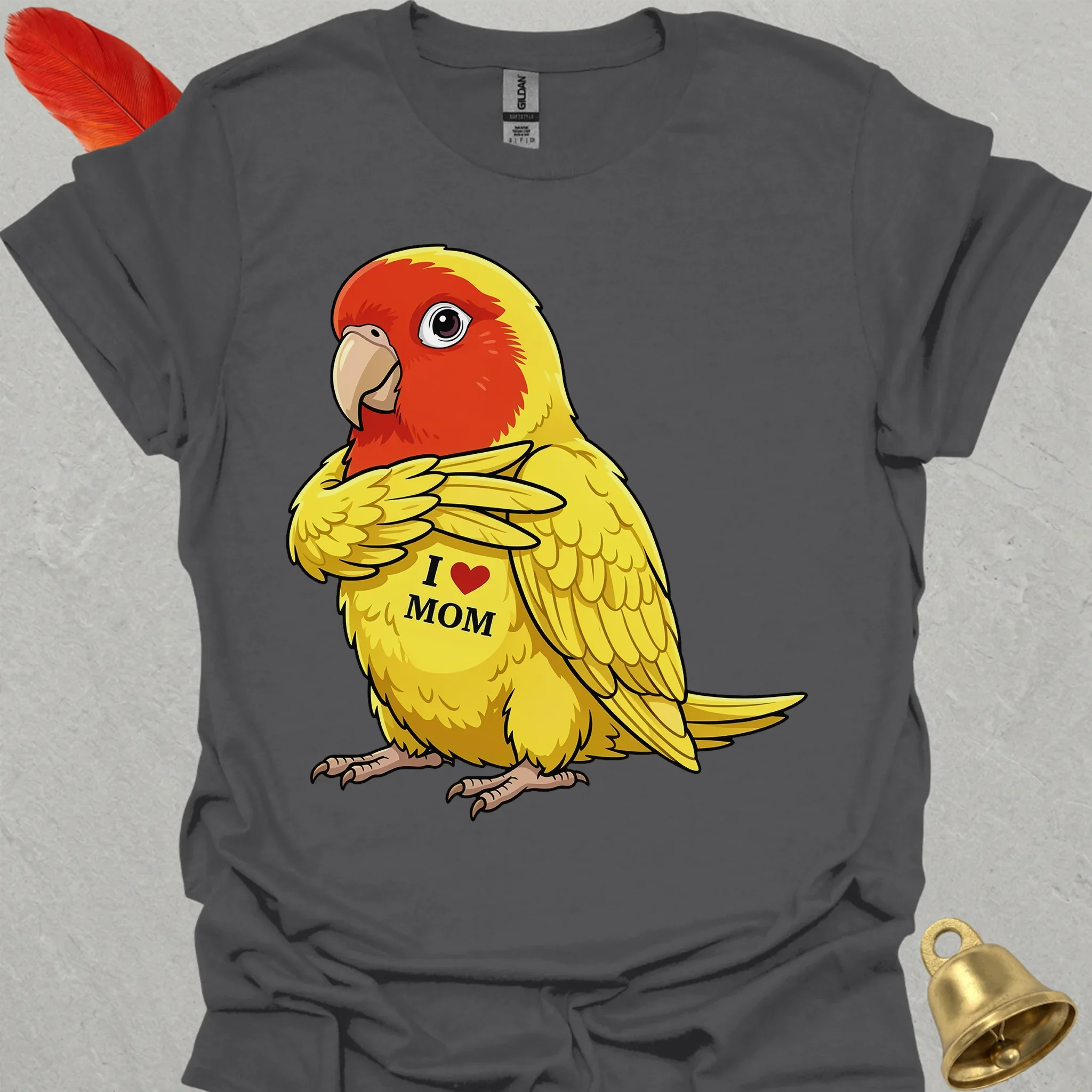 Lutino Lovebird I Love Mom T-Shirt
