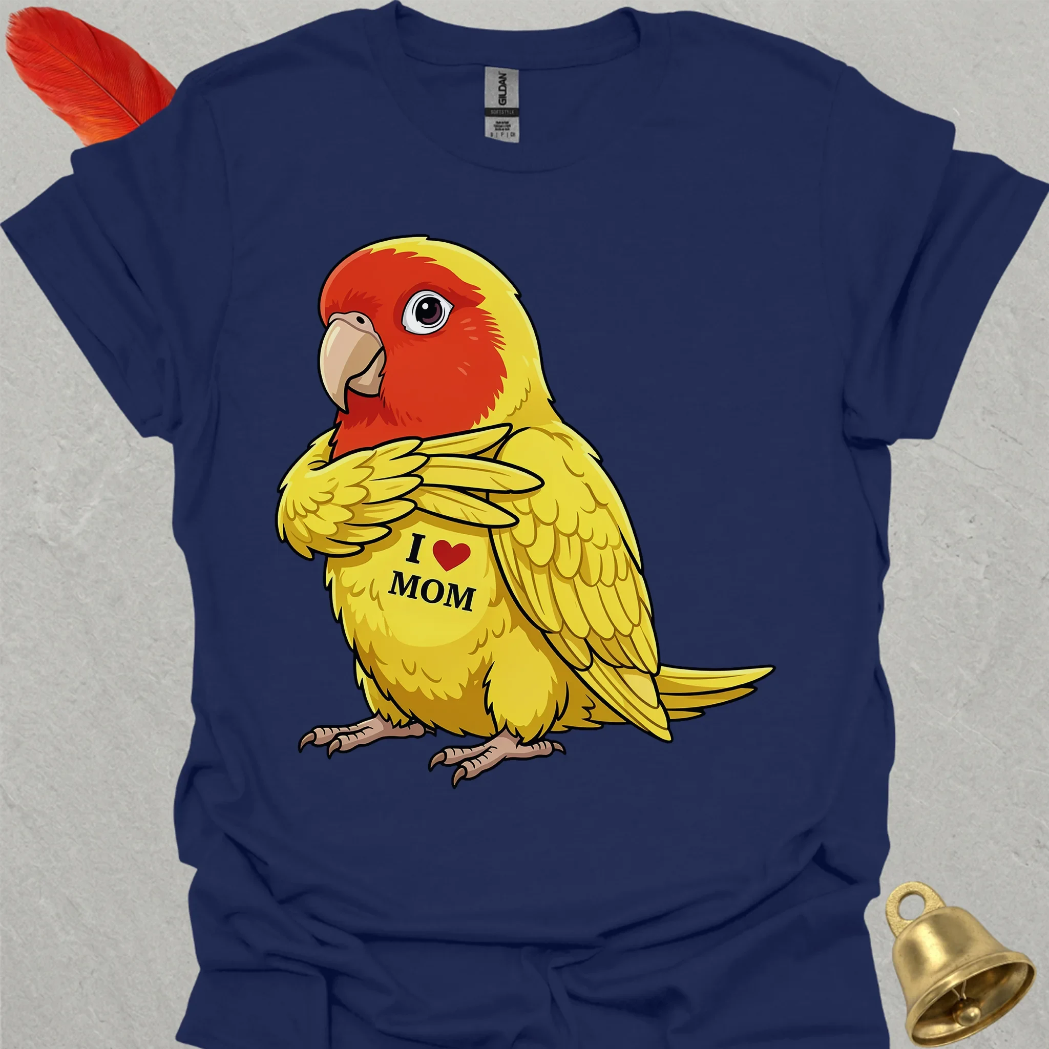 Lutino Lovebird I Love Mom T-Shirt