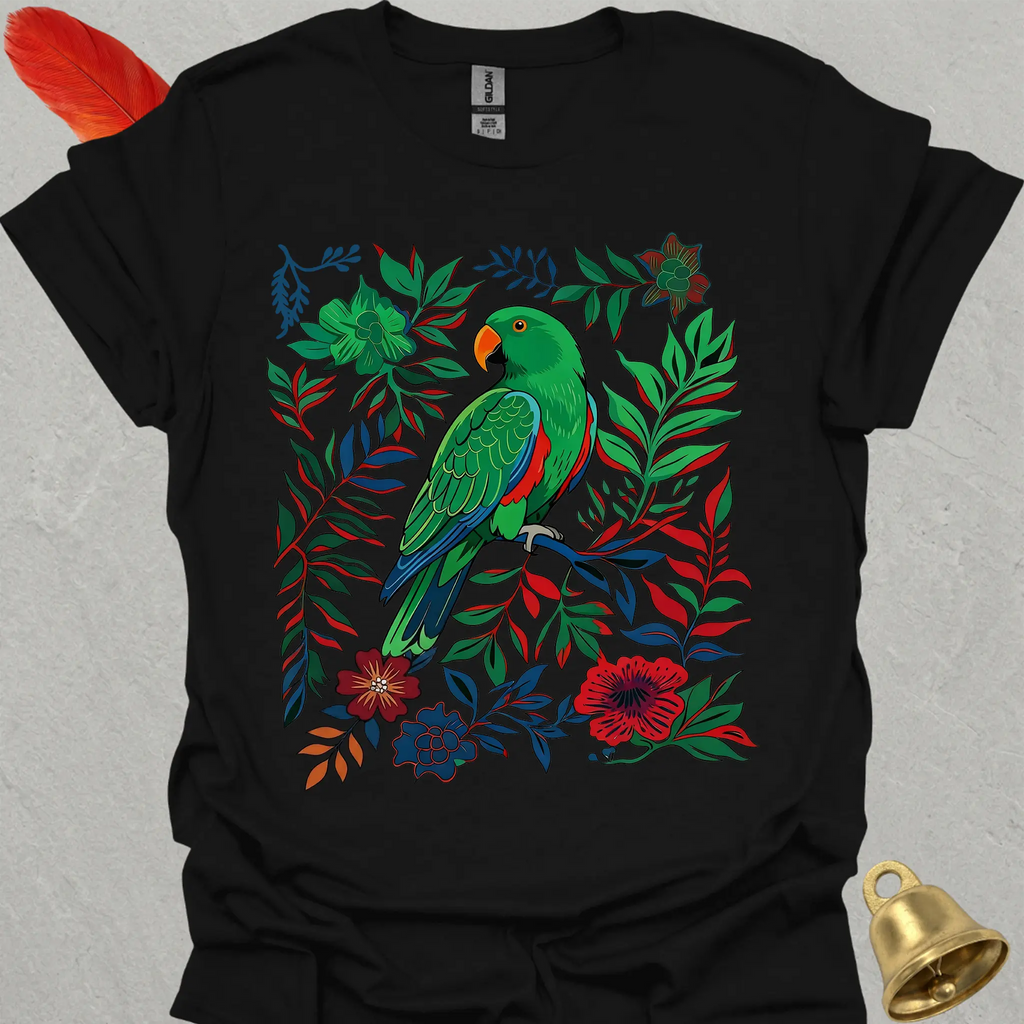 Male Eclectus Parrot Boho Flower T-Shirt