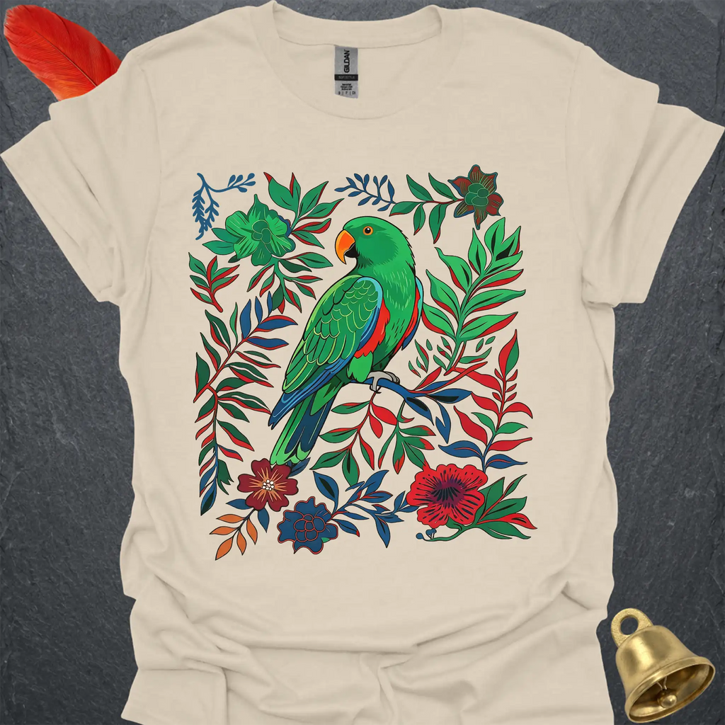 Male Eclectus Parrot Boho Flower T-Shirt