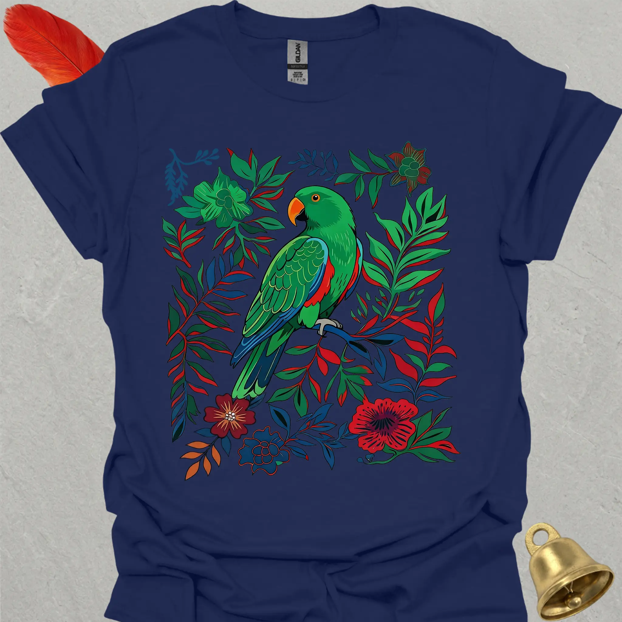 Male Eclectus Parrot Boho Flower T-Shirt