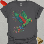 Male Eclectus Parrot Flying Flower T-Shirt