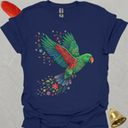 Male Eclectus Parrot Flying Flower T-Shirt