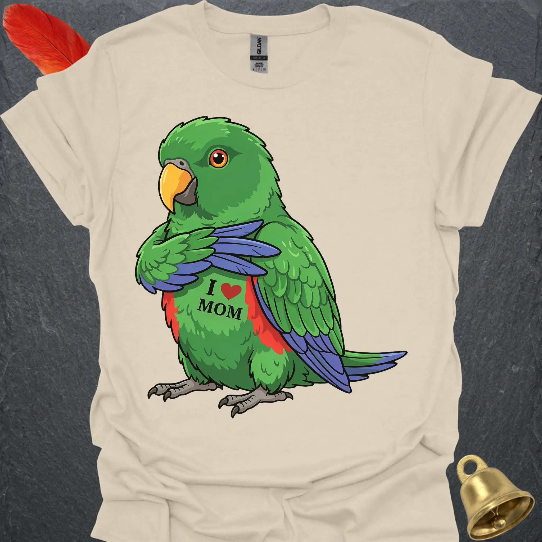 Male Eclectus Parrot I Love Mom T-Shirt