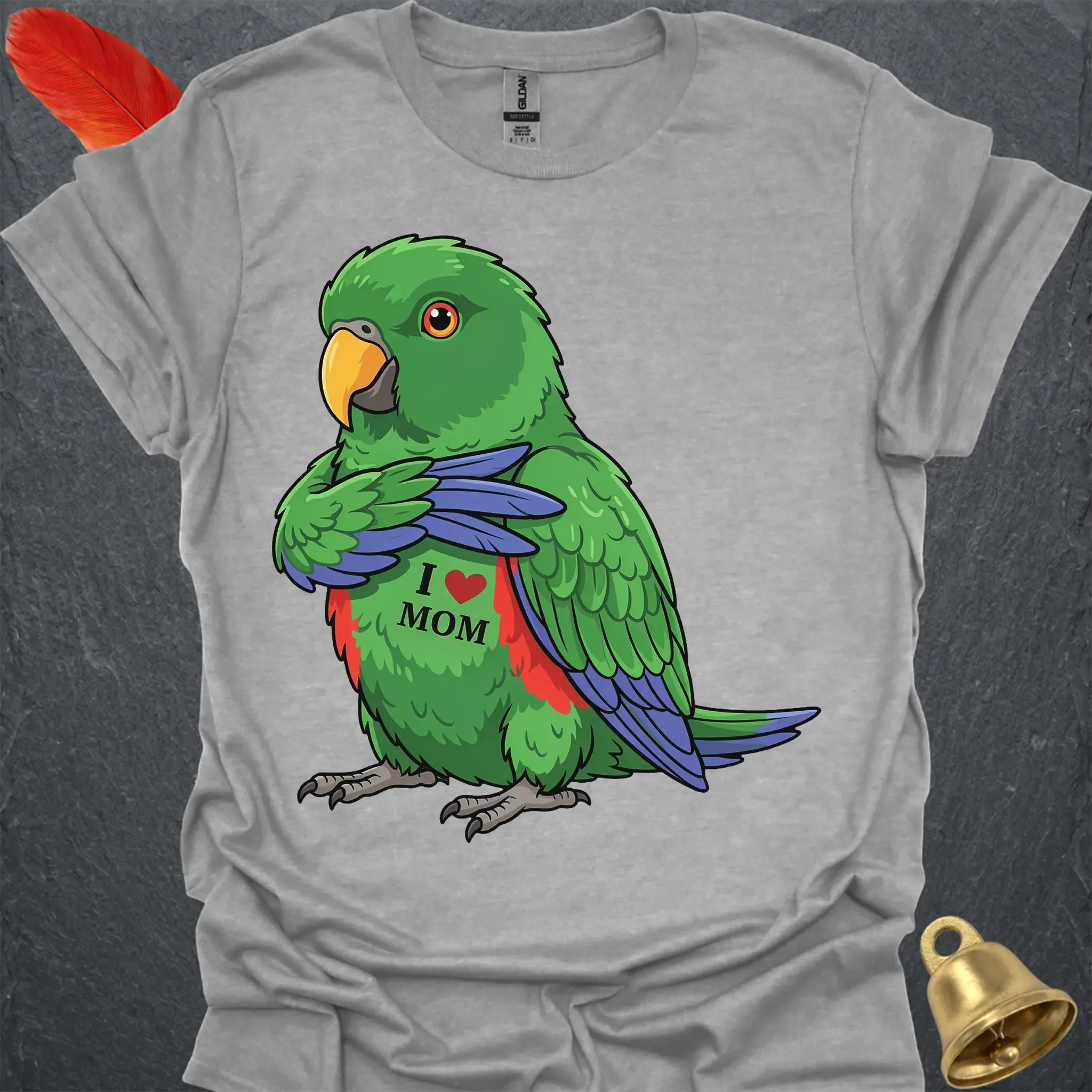 Male Eclectus Parrot I Love Mom T-Shirt