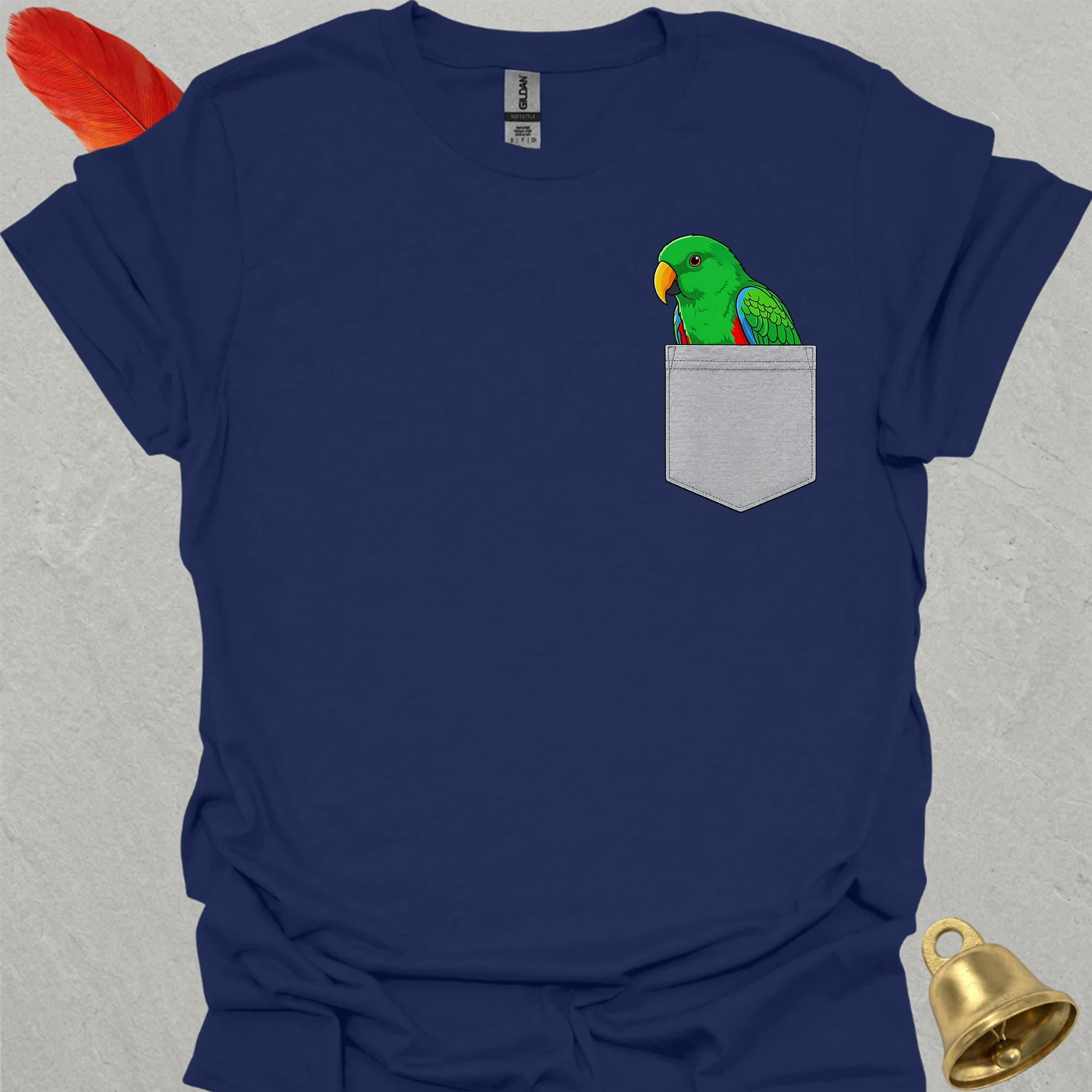 Male Eclectus Parrot Pocket T-Shirt