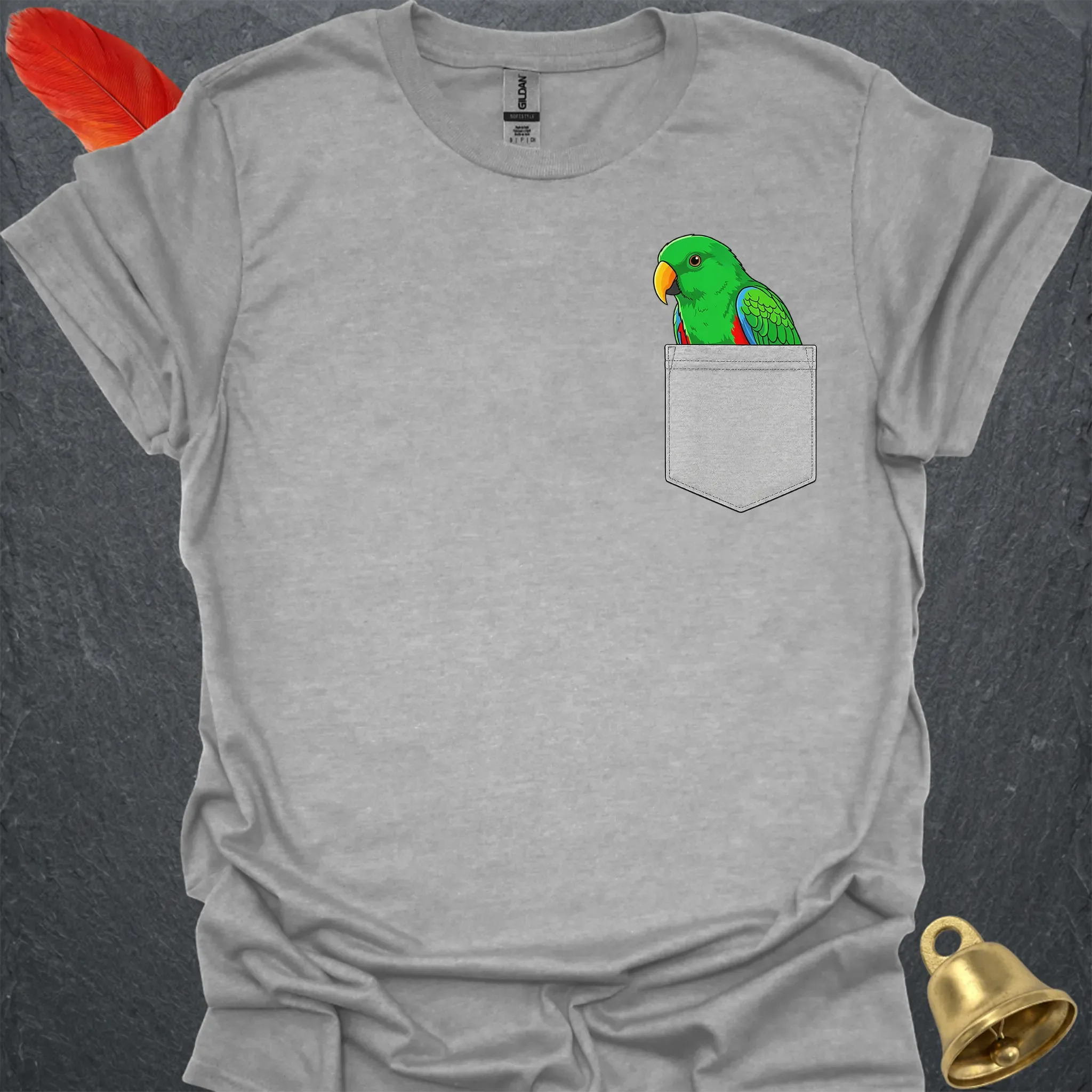 Male Eclectus Parrot Pocket T-Shirt