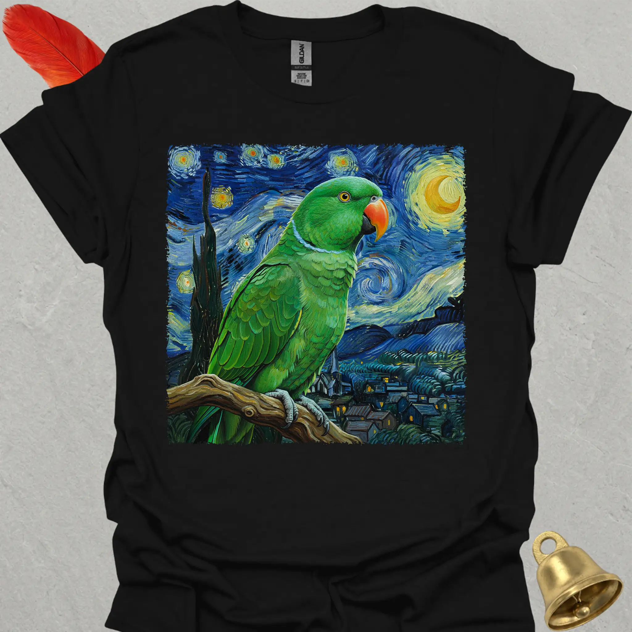 Male Eclectus Parrot Starry Night T-Shirt