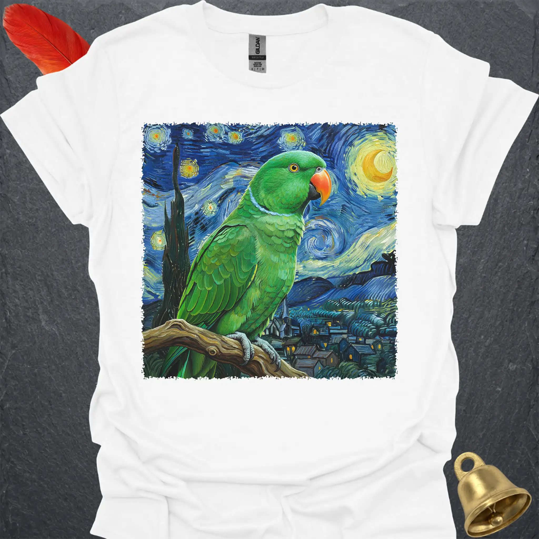 Male Eclectus Parrot Starry Night T-Shirt