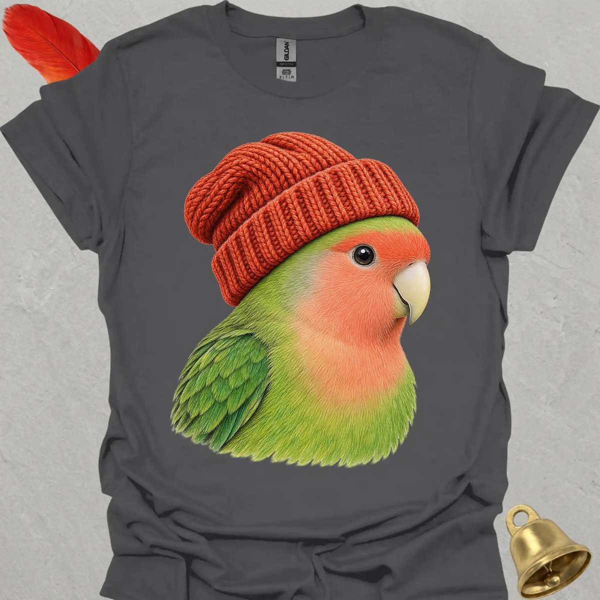 Peach-Faced Lovebird Beanie T-Shirt