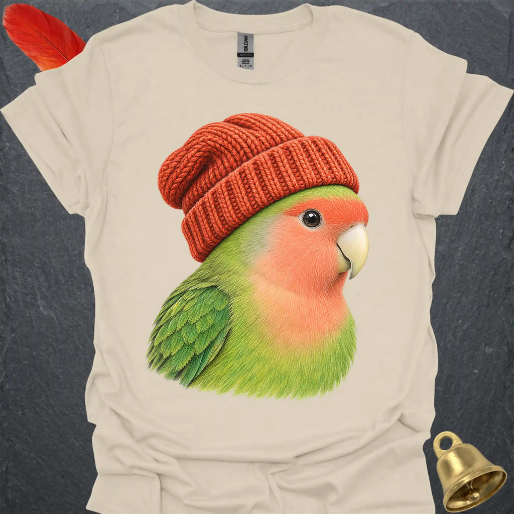 Peach-Faced Lovebird Beanie T-Shirt